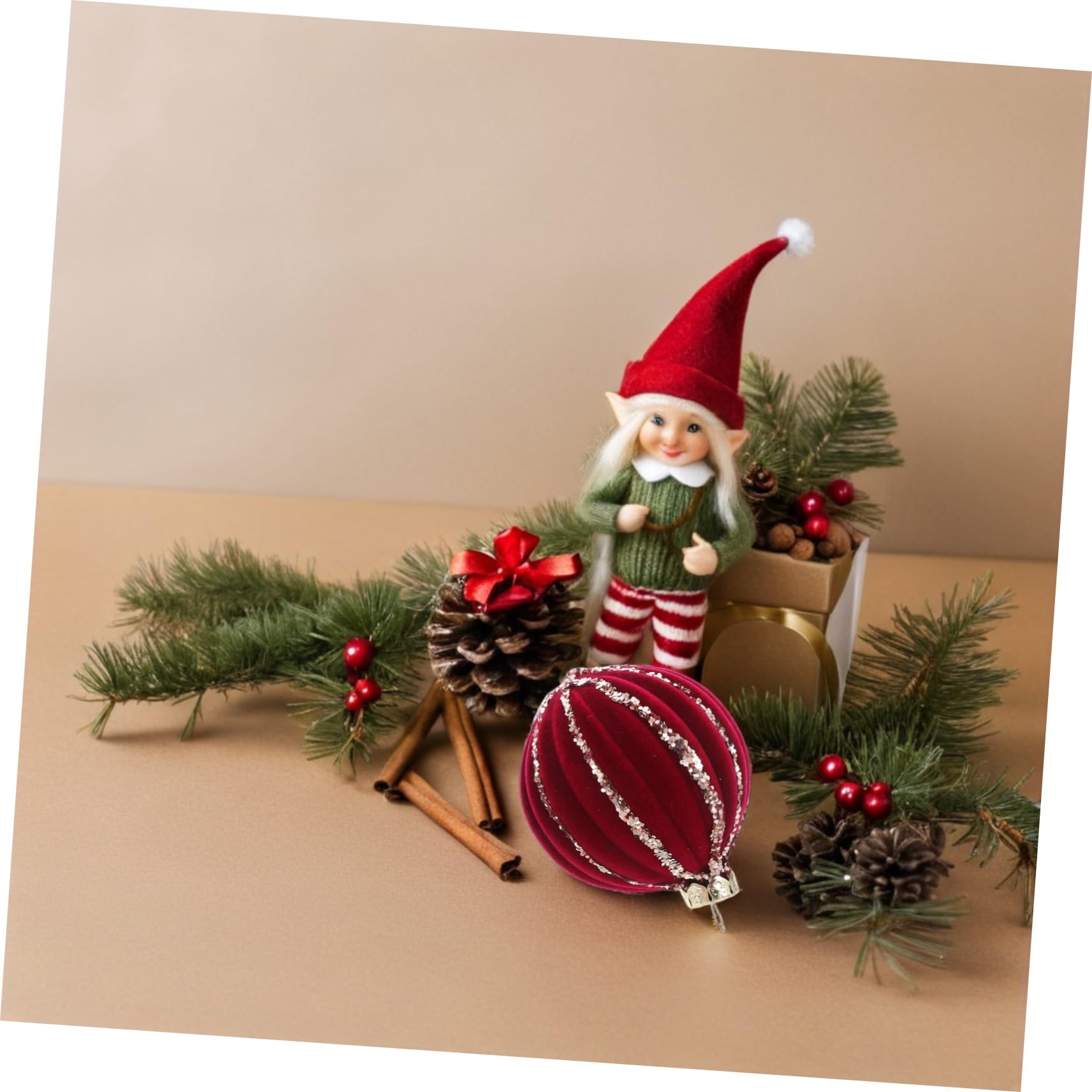 16 Piezas Bolas de Navidad Bolas Inastillables con Acabado Aterciopelado Rojo para Decoración Colgante Árbol Festivo Hogar