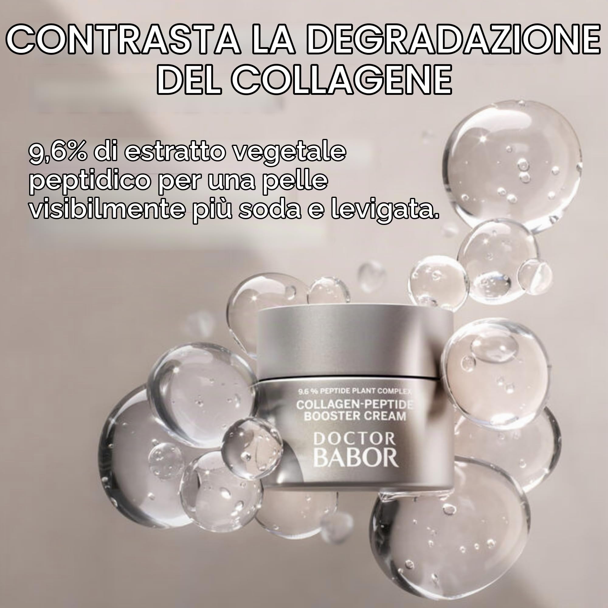 DOCTOR BABOR Collagen-Peptide Booster Cream Crema idratante viso, 50ml | Per un rassodamento intensivo, Per viso, collo e décolleté, Antirughe, Pelle visibilmente liscia, Formula vegana