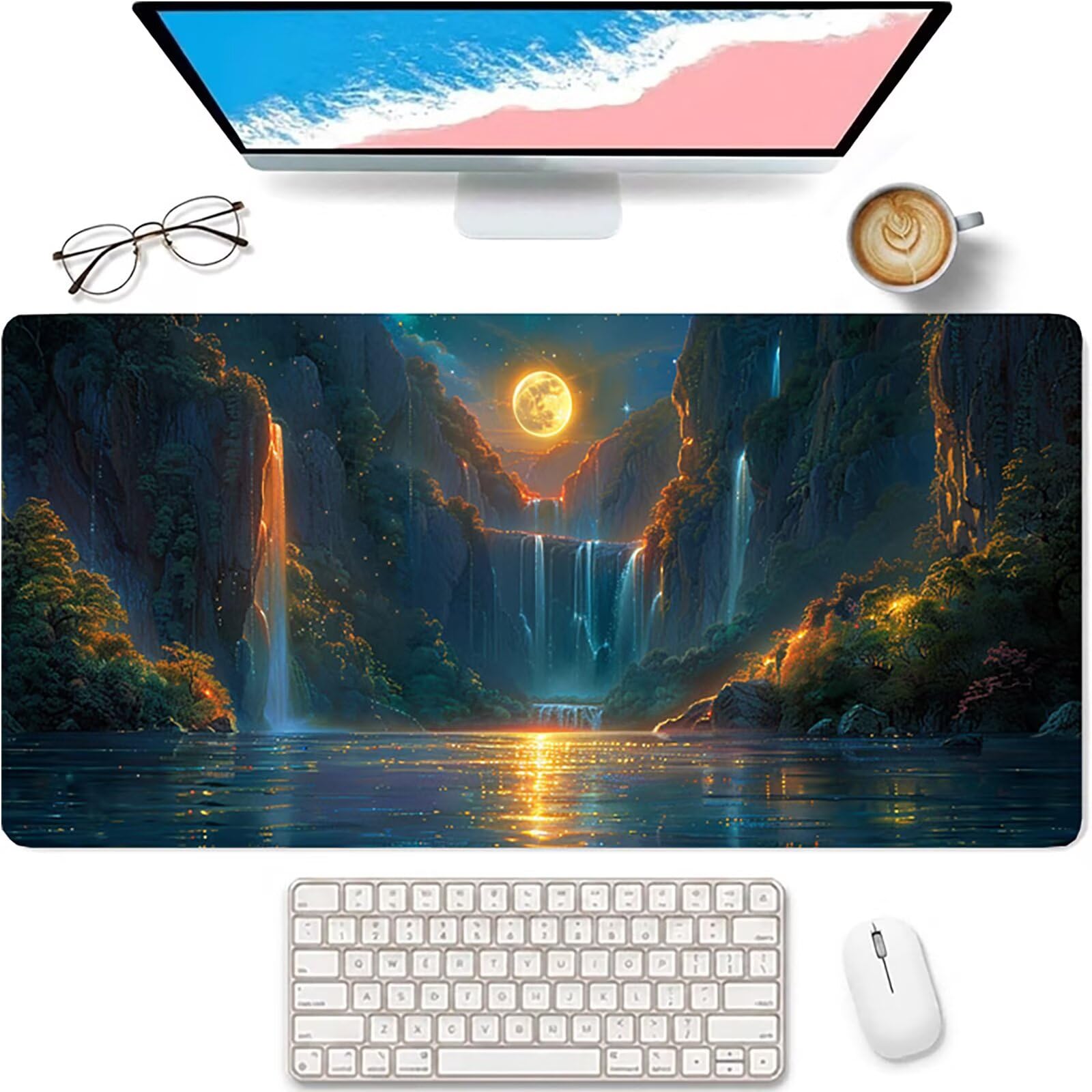 Verde Alfombrilla Ratón XXL 1600x800x3mm, MontañA Mouse Pad N-2972 | Alfombrilla Ratón Gaming Mejora la Precisión y la Velocidad, Alfombrilla Escritorio para Jugadores de PC, Oficina