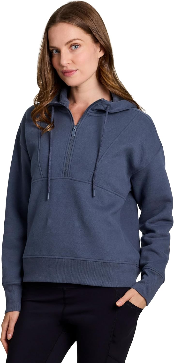 RBX Active Women's Fleece Sweatshirt, Cotton Blend 1/2 Zip Fleece Hoodie Mock Neck Pullover - Image 4