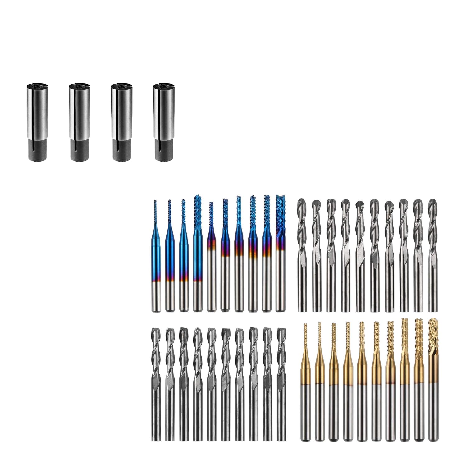 Genmitsu 40PCs Schaftfräser-Satz+ 4PCs Spannzangenadapter