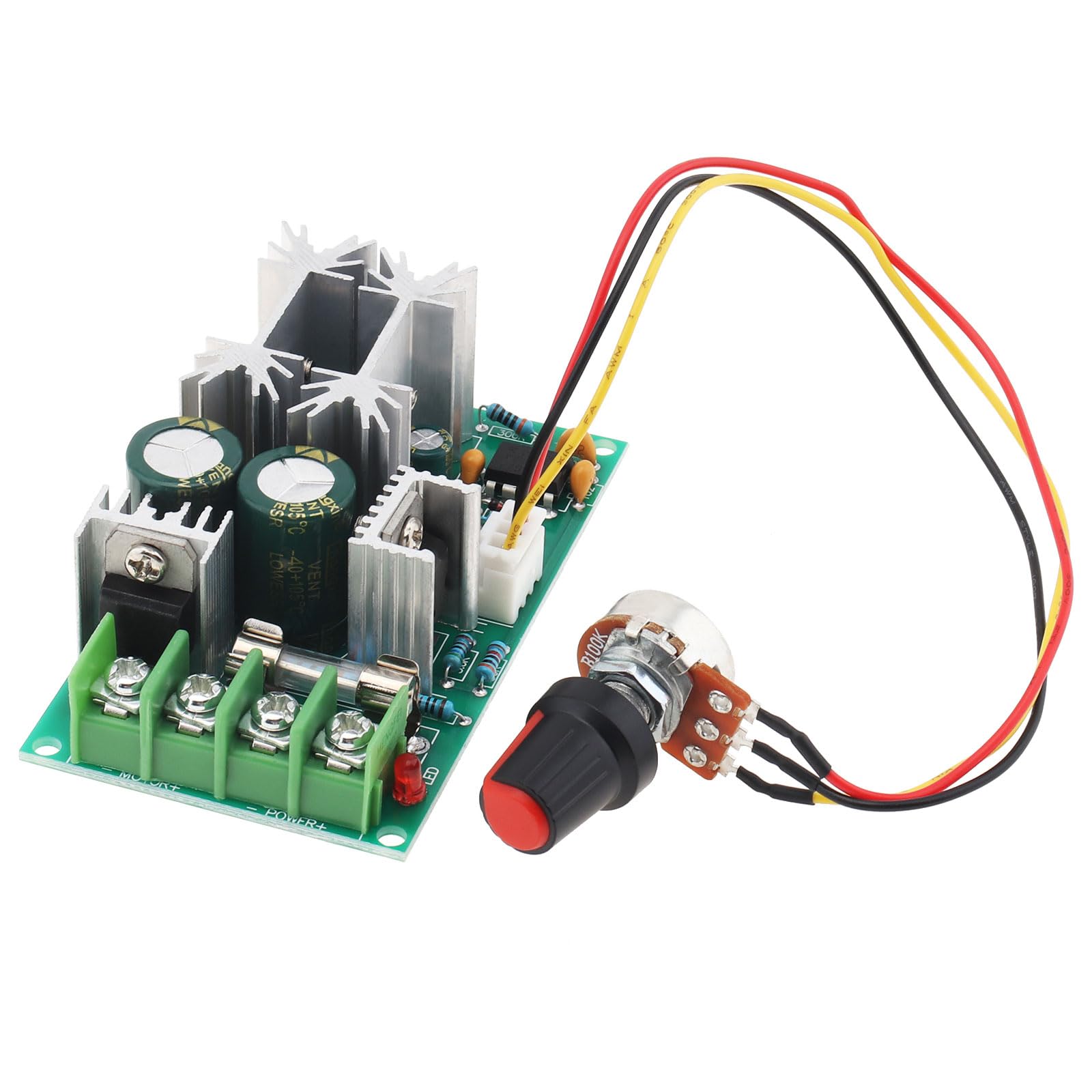 Jadeshay 10-210V DC PWM Motor Speed Controller – 20A Brushed Motor Driver, Electronic Stepless Speed Switch, For DIY Motors, Soldering Iron Kits, High Voltage Applications