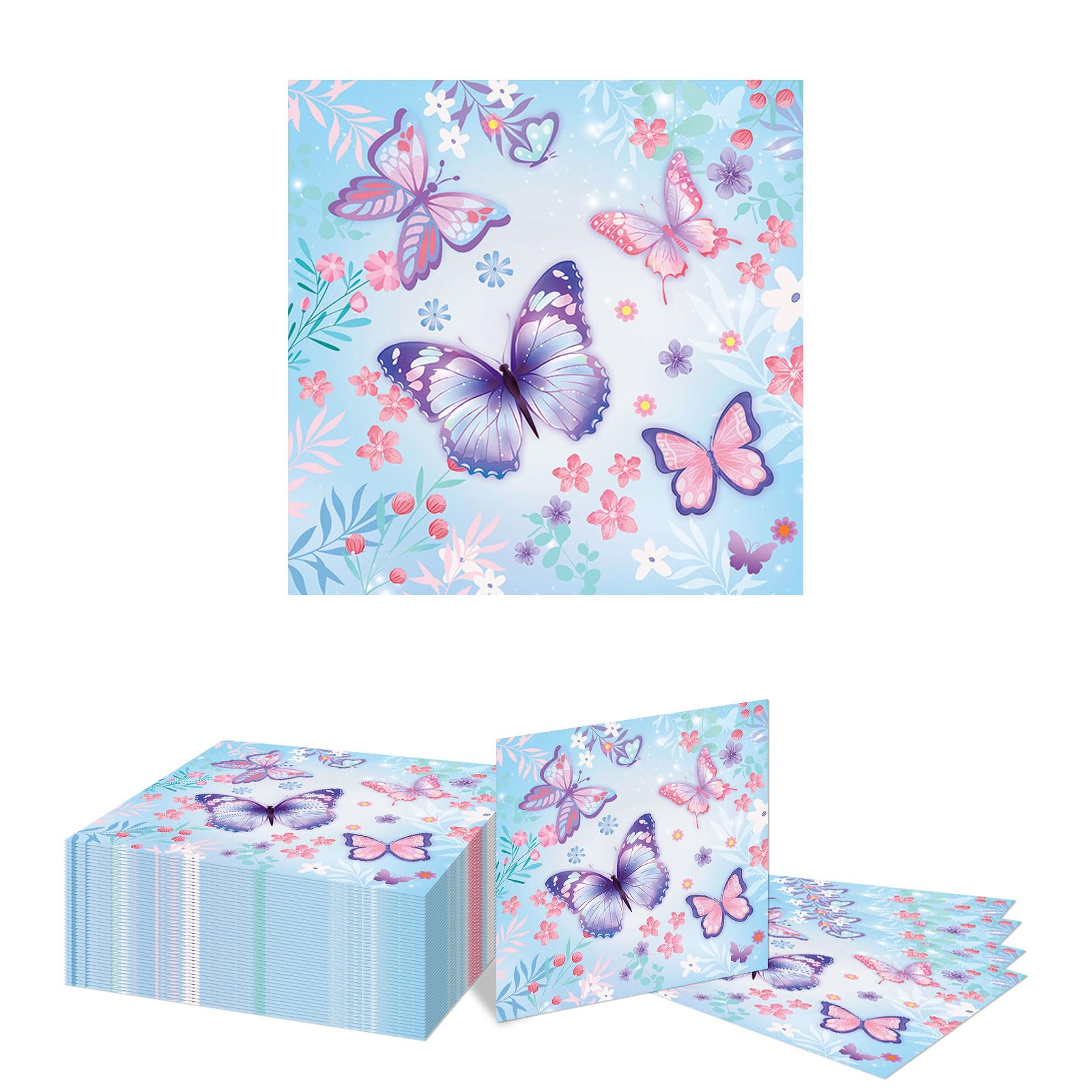 LOCCY 40 pezzi Tovaglioli Floreali, 33x33cm morbidi tovaglioli colorati a forma di fiore, tovaglioli a farfalla, usa e getta, per feste di compleanno