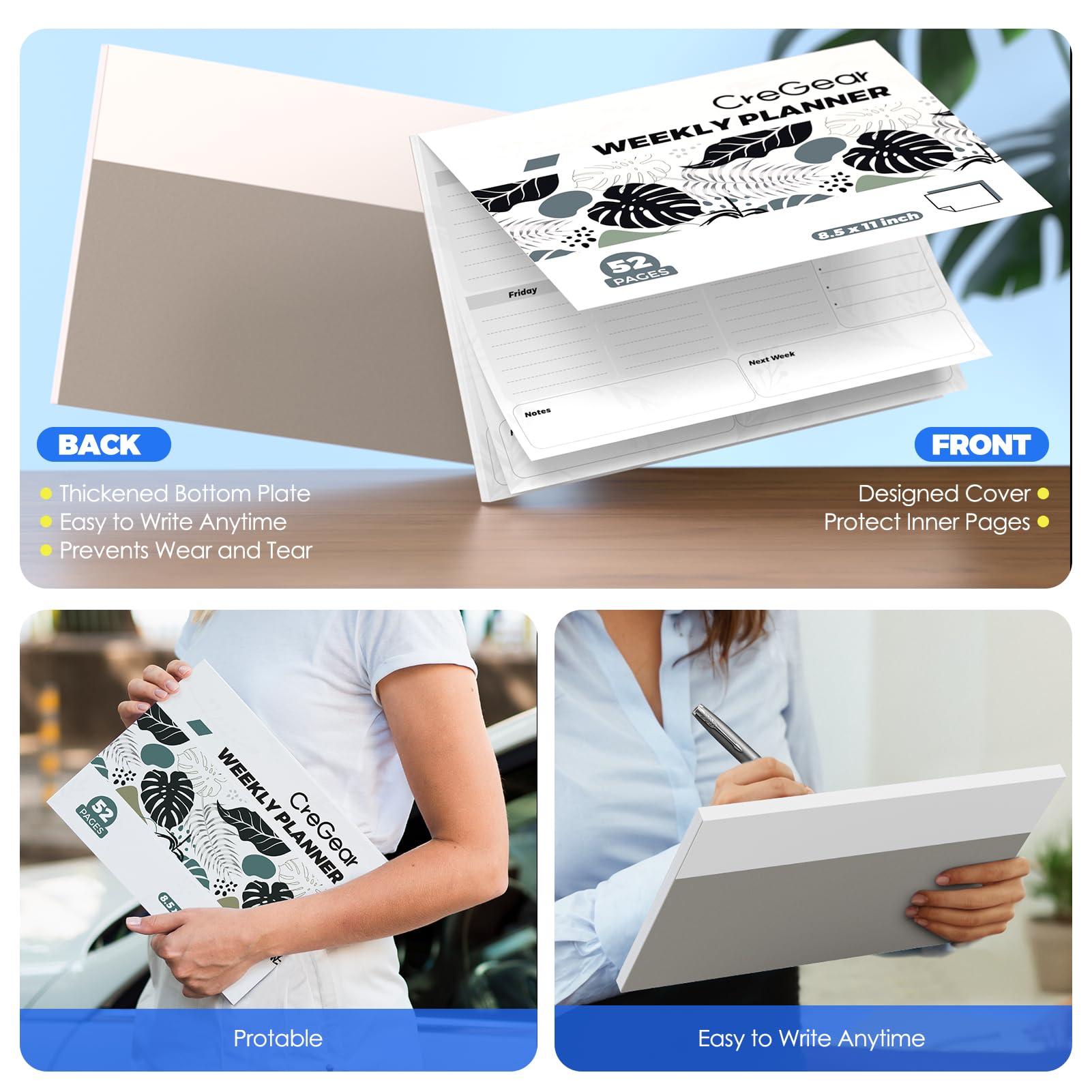 CreGear To Do List Notepad, Weekly Desk Planner Notepad with 52 Page Task Tear-Off Daily Planning Pad, 100gsm Paper, Desk Notebook to Organize Home Office, 8.5" x 11" - Image 6