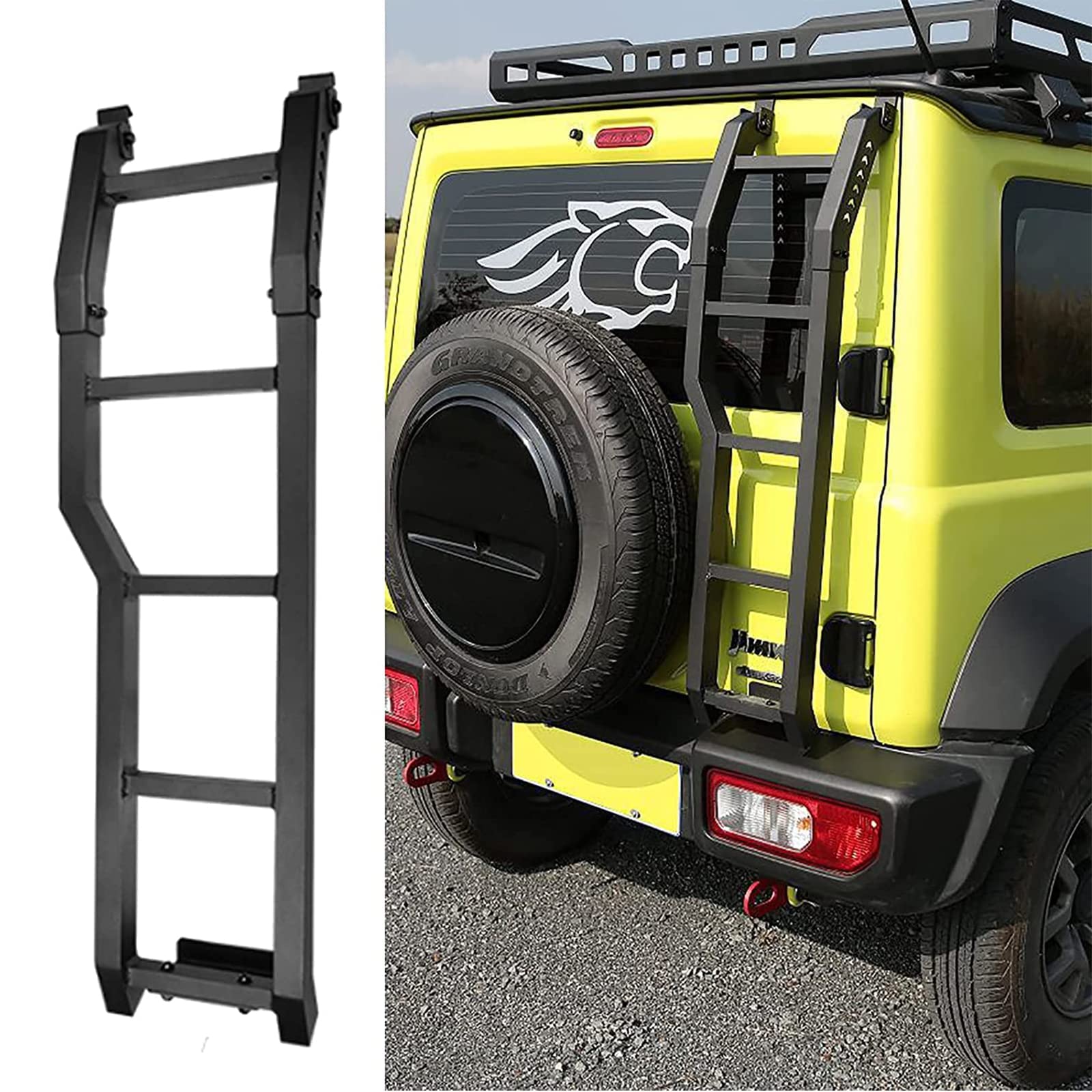 OLOTU Auto Hecktür Leiter Klettern für Suzuki Jimny JB64 JB74 2019 2020 2021 Aluminiumlegierung Trittleiter Outdoor Zubehör Rear Tail Door Ladder