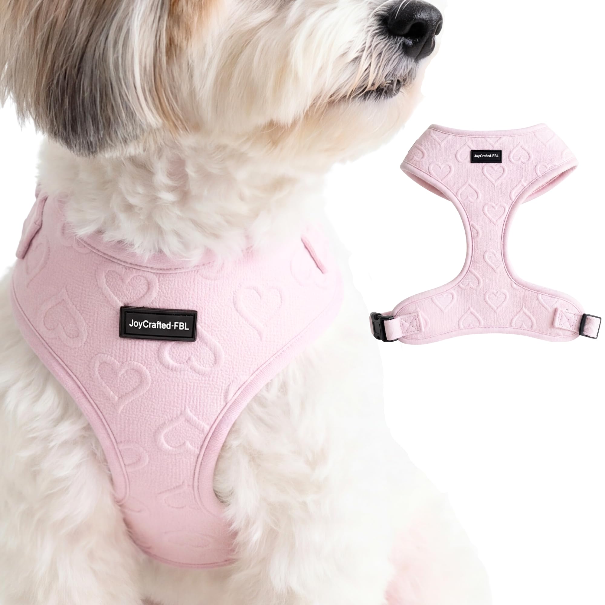 Arnés de neopreno sin tirones para perro extra pequeño, cuello (8.6-12.2 pulgadas), diseño de malla suave ajustable, color rosa S, ligero, sin estrangulamiento, comodidad a prueba de fugas