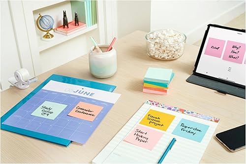 Miniatura 12 de Post-it Notas, 3 x 3 pulgadas, 4 blocs, notas adhesivas favoritas #1 de Estados Unidos, colección Marsella, colores pastel (rosa, menta, amarillo),