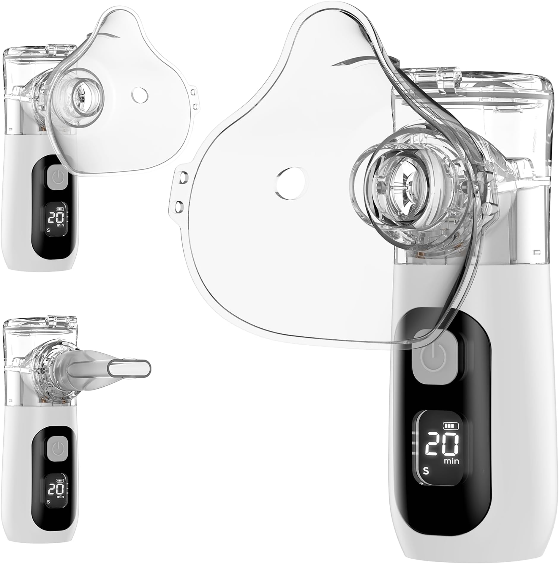Smart Digital Display Portable Nebulizer for Adults and Kids, Portable Nebulizer for Travel and Home Use, Rechargeable Nebulizer with a Remaining Power Display and 3 Optional Gears