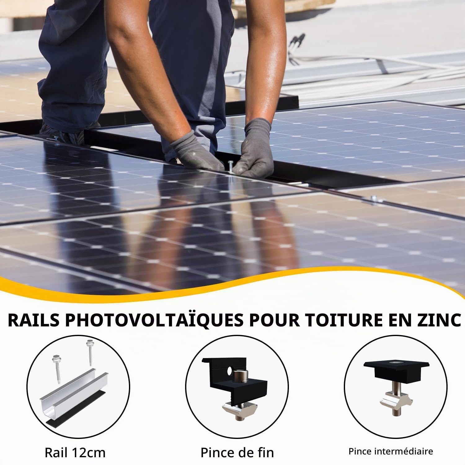 Kit de support de panneau solaire, rail de fixation PV, support de toit plat photovoltaïque pour modules de 30 à 35 mm d'épaisseur, support PV pour toit plat, tôle trapézoïdale, toit en tuiles (10