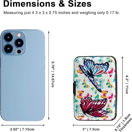 Miniatura 5 de Tarjetero para mujeres y hombres, billetera con bloqueo RFID, pequeña, de negocios, de metal, delgada, mini, estuche rígido de aluminio, A