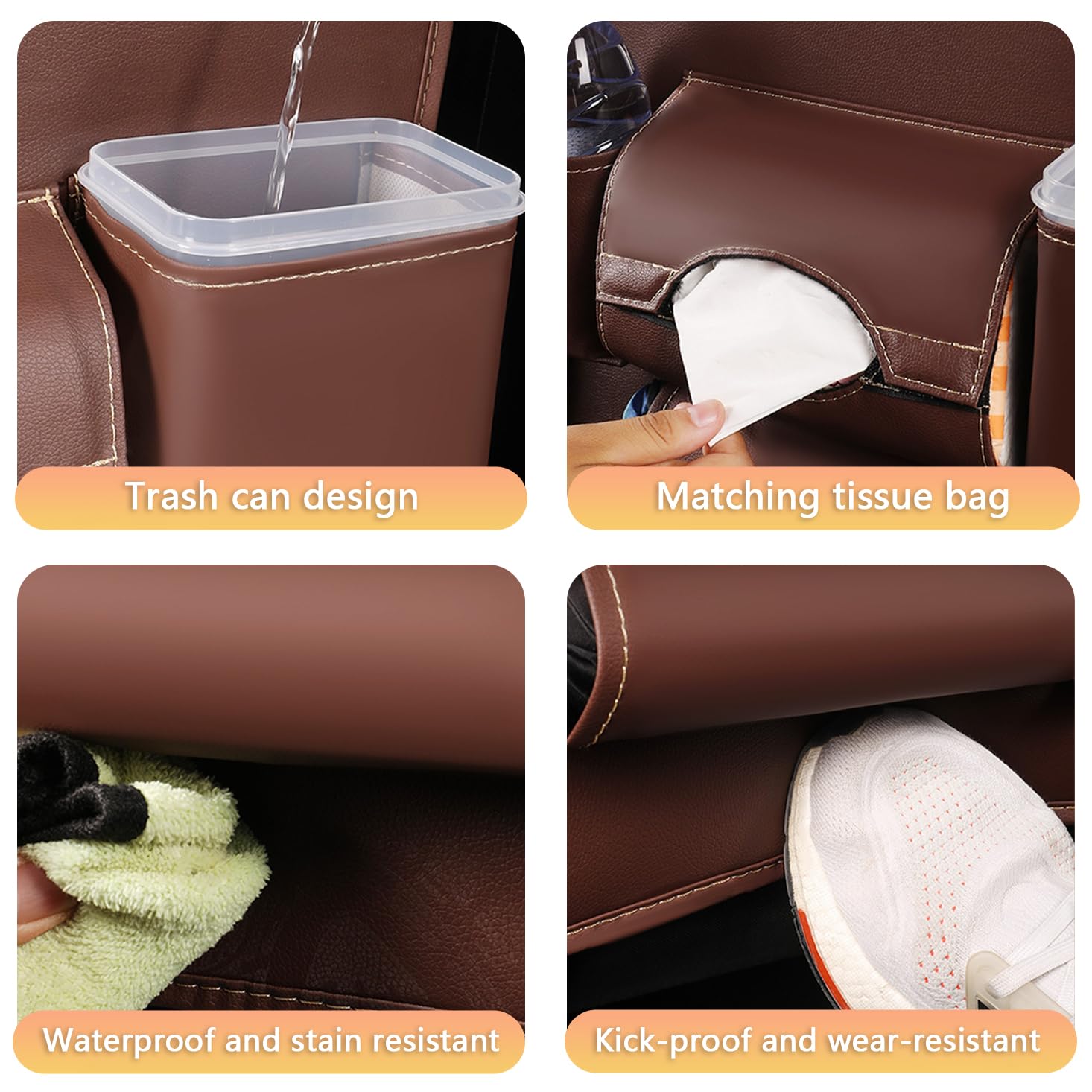 Autositz Rückenlehnenschutz für Audi Q7 4 Seats 5 Seats 7 Seats/Q8, Auto Organizer Multifunktional Wasserdicht Rücksitz Organizer mit Klapptisch,2pcs-Black