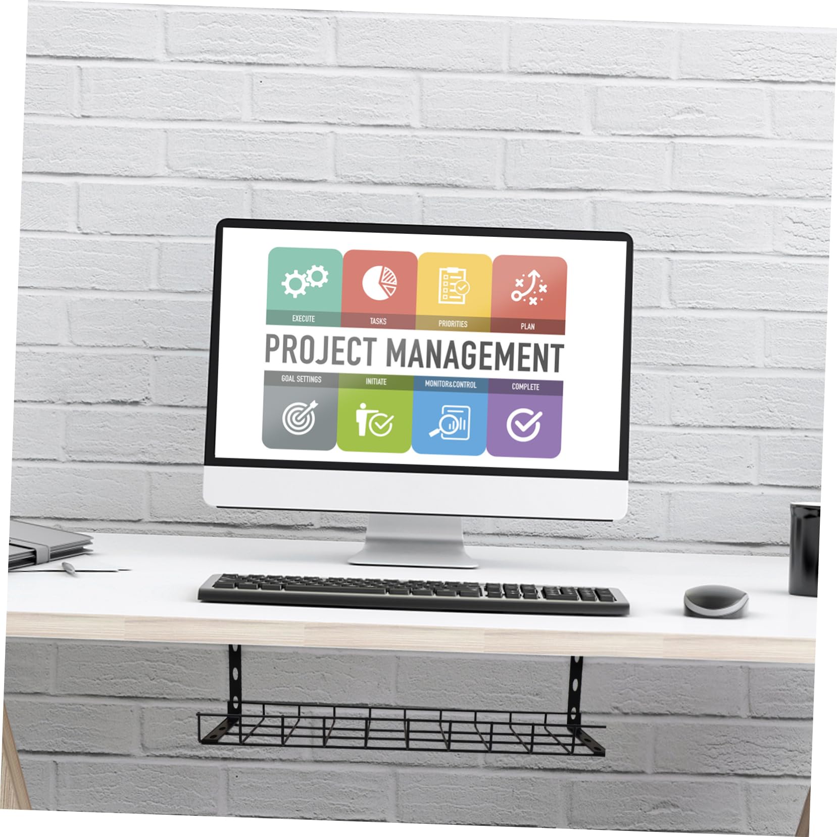 Artibetter Plateau De Gestion des Câbles sous Bureau Conteneur De Rangement Fil Élégant Organisateur pour Câbles Et Multiprises
