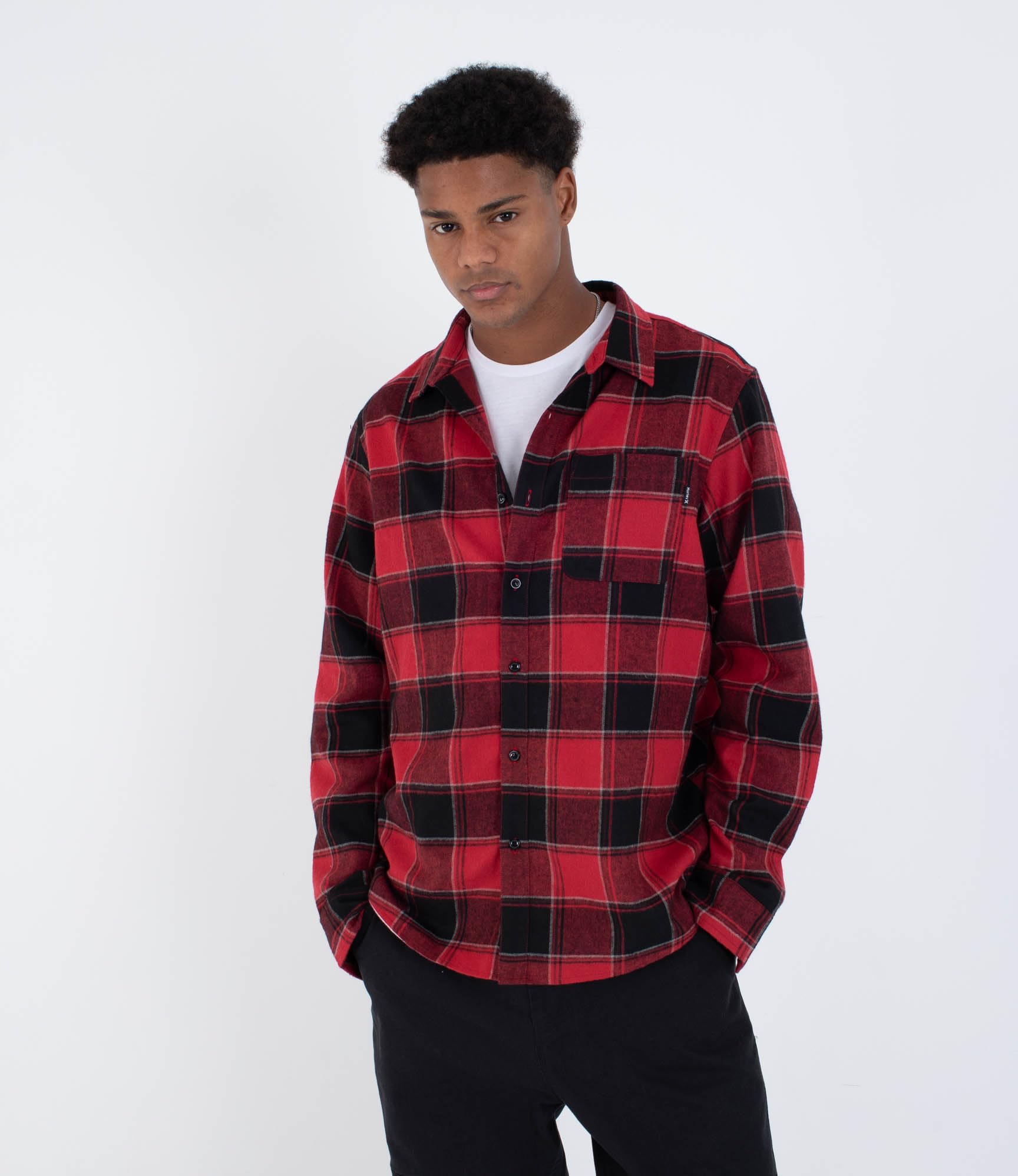 Hurley Mens Long Sleeve - Axe Flannel Shirt, Red, L EU