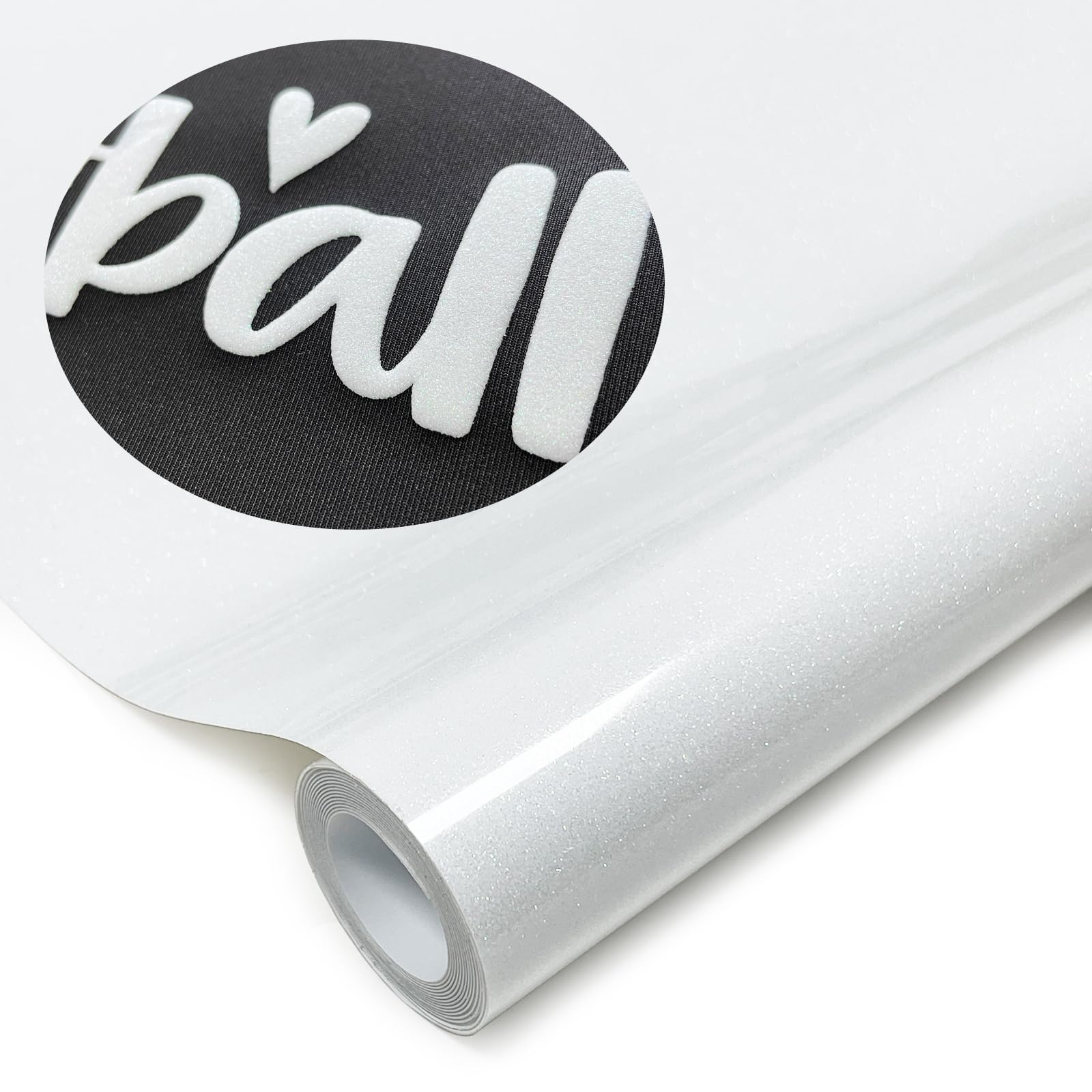 Glitter Puff Heat Transfer Vinyl (White), 12in X 5ft Iron on Vinyl
