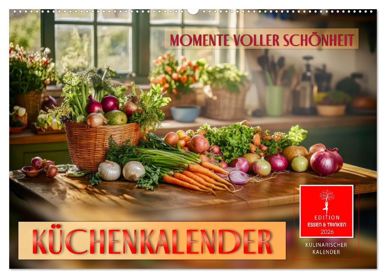 Küchenkalender - Momente voller Schönheit (Wandkalender 2026 DIN A2 quer), CALVENDO Monatskalender: Die Lust auf Kochen, Backen und Genießen. (CALVENDO Lifestyle)