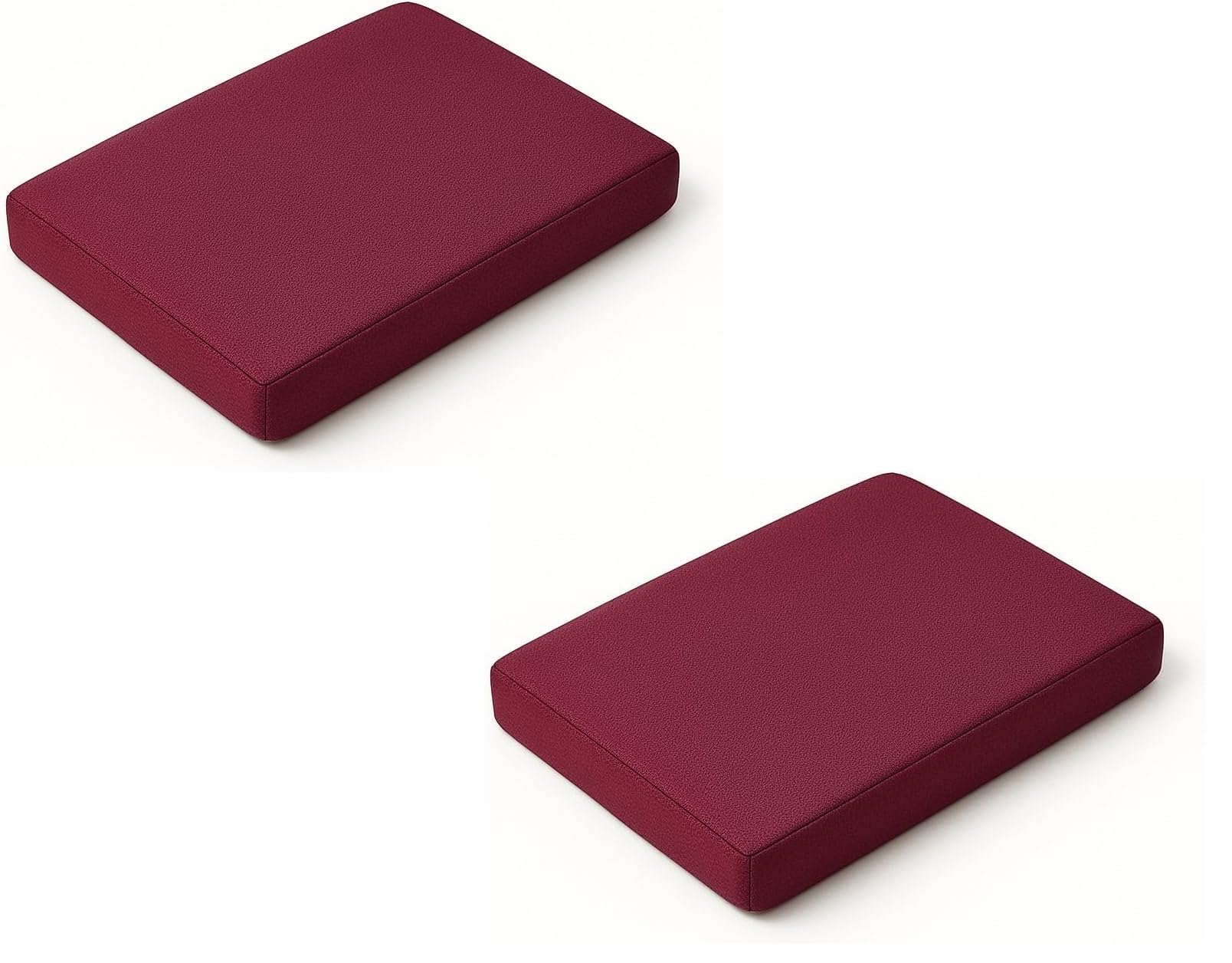 Pack of 2 Pilates Head Cushions – Memory Foam Yoga Pillow 2"/5cm for Balance Pad, Knee Support, Pilates Block, Yoga Cushion – Removable Organic Polyester Cover, Machine Washable 30×20×5cm (Burgundy)