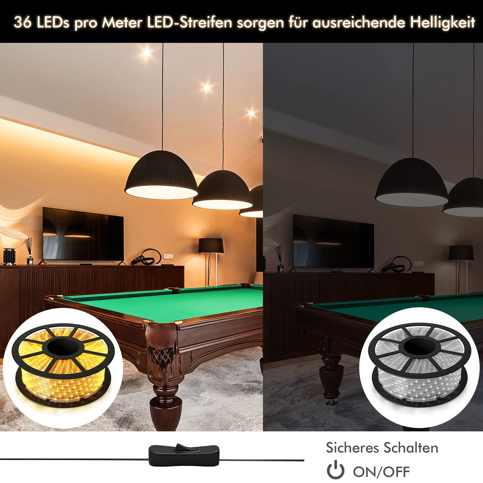 RELAX4LIFE 30M LED Lichterschlauch Außen, Lichterkette mit 1080 LEDs, wasserfester LED Schlauch, 15000h, Dekoration Beleuchtung, Lichtschlauch für Weihnachten, Hochzeiten, Partys und Feste, Warmweiß