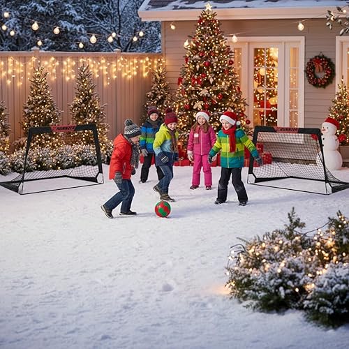 Miniatura 7 de Portería de fútbol para niños, red de fútbol desplegable para patio trasero, juego de 2 con funda de transporte portátil