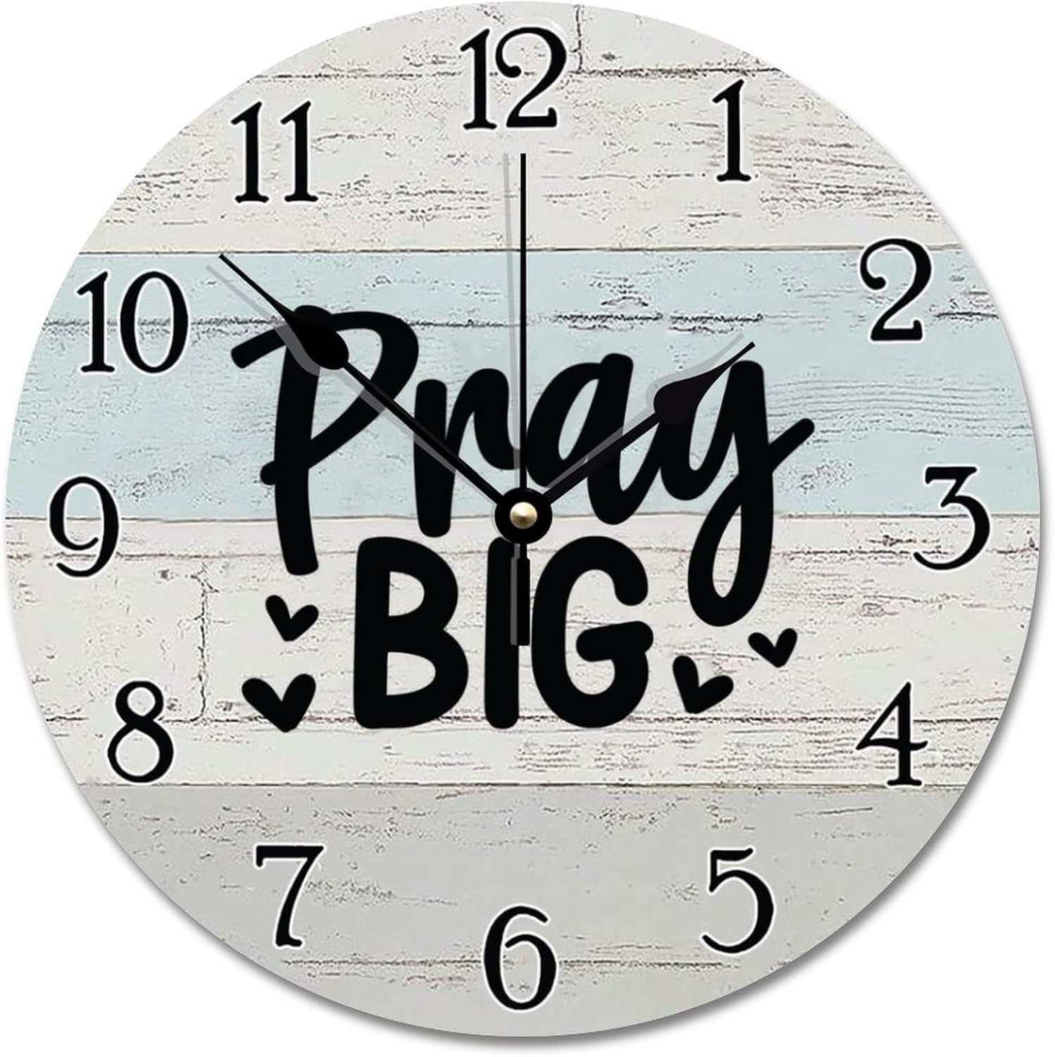 Pray Big Clock Bible Verse Christian Wall Clocks Battery Operated 12 Inch Non-Ticking Jesus Quote Living Room Decor Gift for Man Woman Friend Anniversary