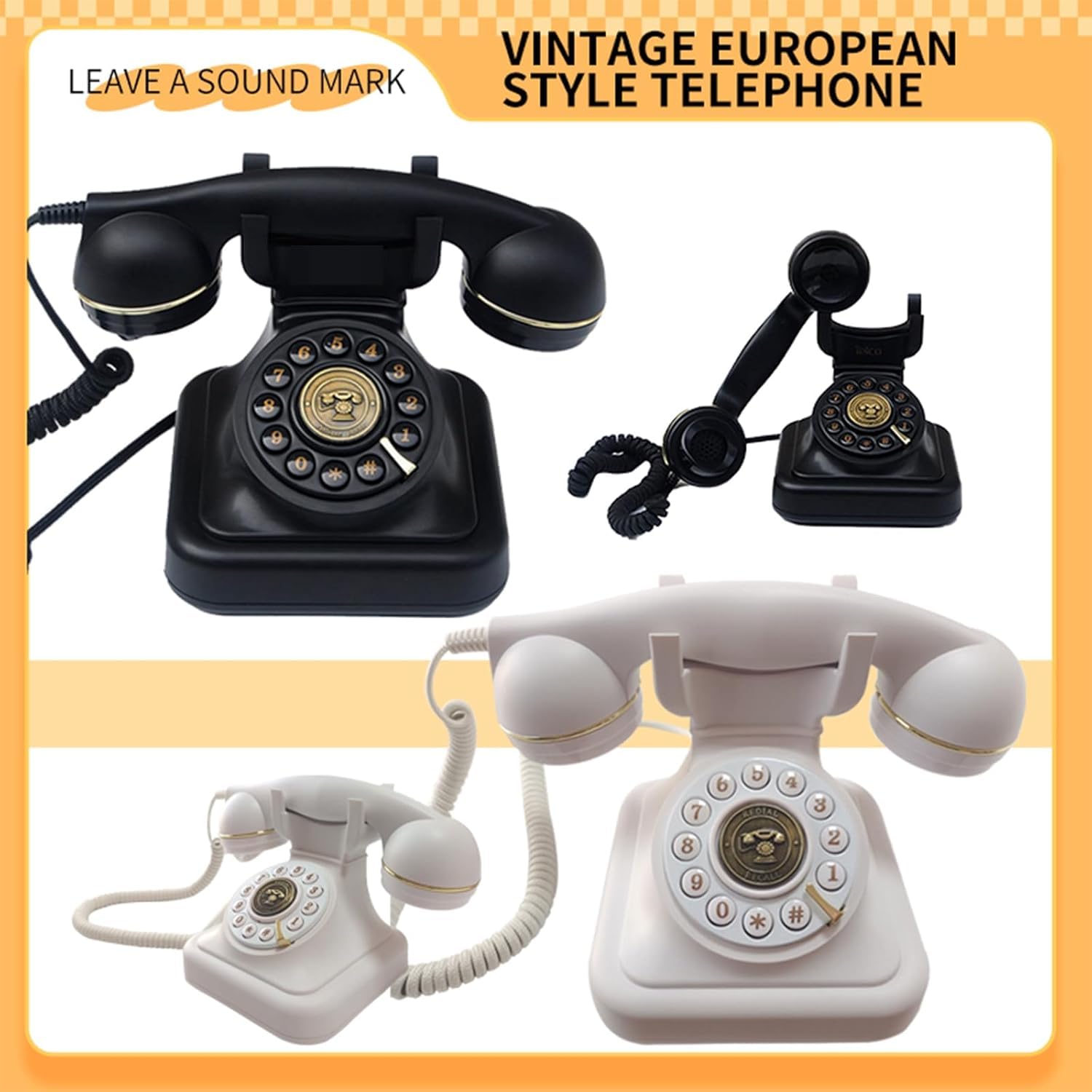 RDYMONKEY Audio-Gästebuch Hochzeit, Retro-Telefon für persönliche Sprachnachrichten, Gästebuch Alternative für Hochzeiten, Partys & Geburtstage, 8GB Speicher (Weiß)