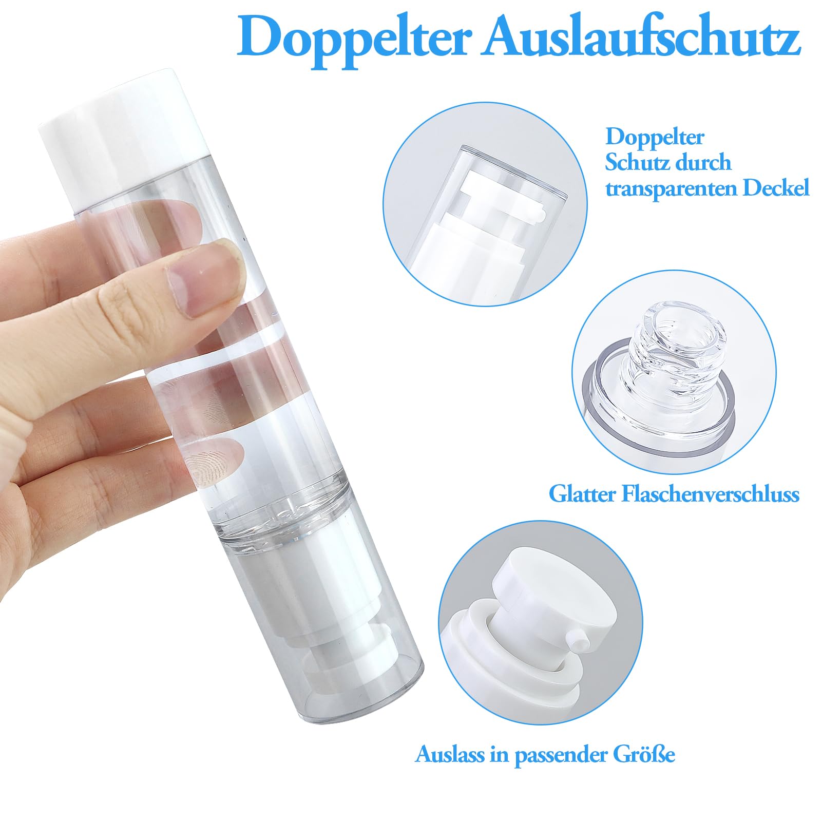 5 Weiße Reiseflaschen – Nachfüllbar, 10x2,7 Cm, Für Zahnpasta, Cremes & Kosmetik