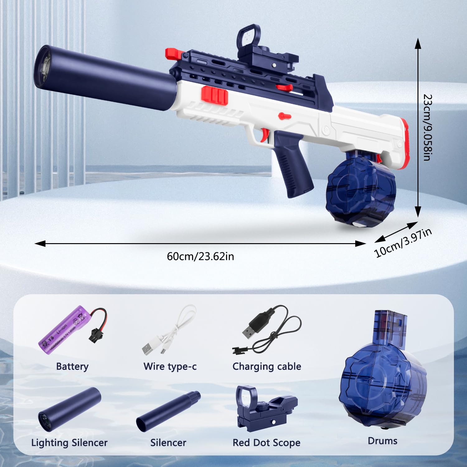 Wasserpistole Elektrisch Mit Licht – Wiederaufladbare Electric Water Gun Mit Blitz-Effekt & Großer Reichweite – Sommer-Party Spielzeug Für Pool & Strand