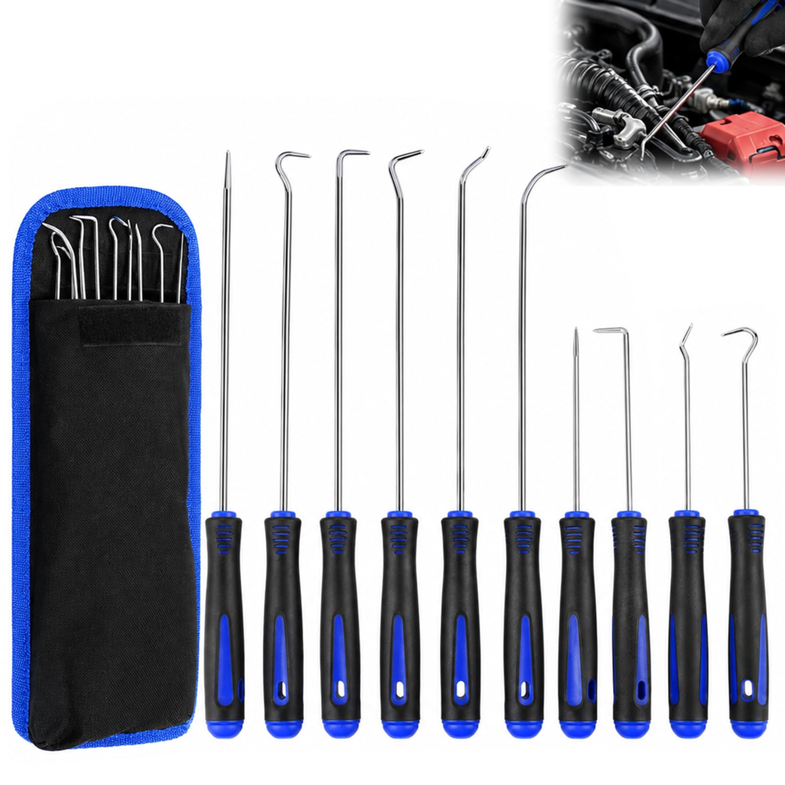 10 Pcs Hook and Pick Set, Mechanic Lock Picking Kit for Auto O Ring