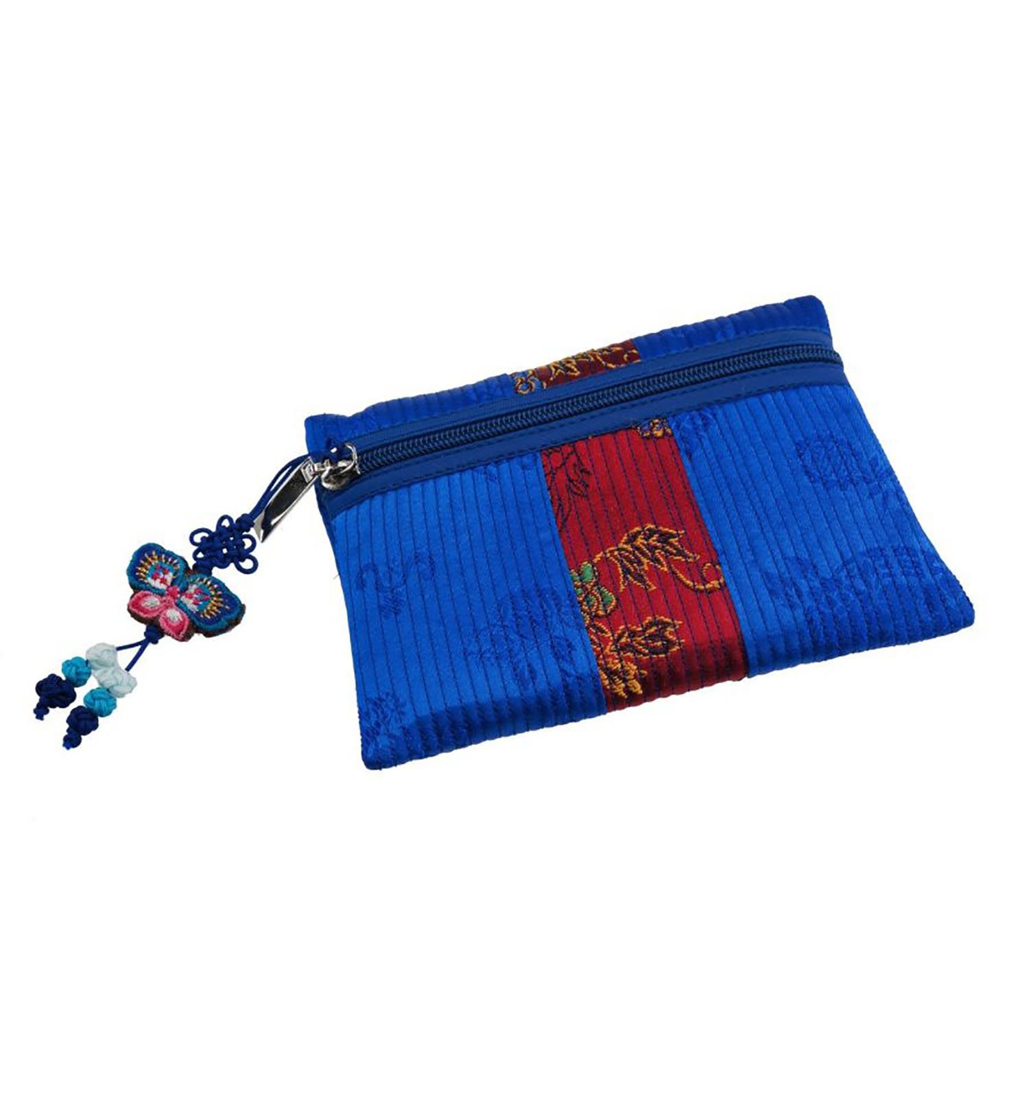 Elegant little wallet, design purse for women, ocean blue color. Lightweight and durable made of ramie fabric. original accessory