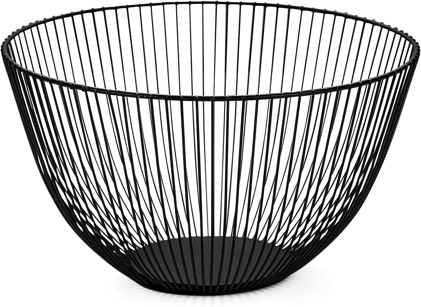 Cesto Per Frutta In Filo Metallico Nero - 27.5x9cm, Design Rotondo, Per Pane E Verdure - Foto 6