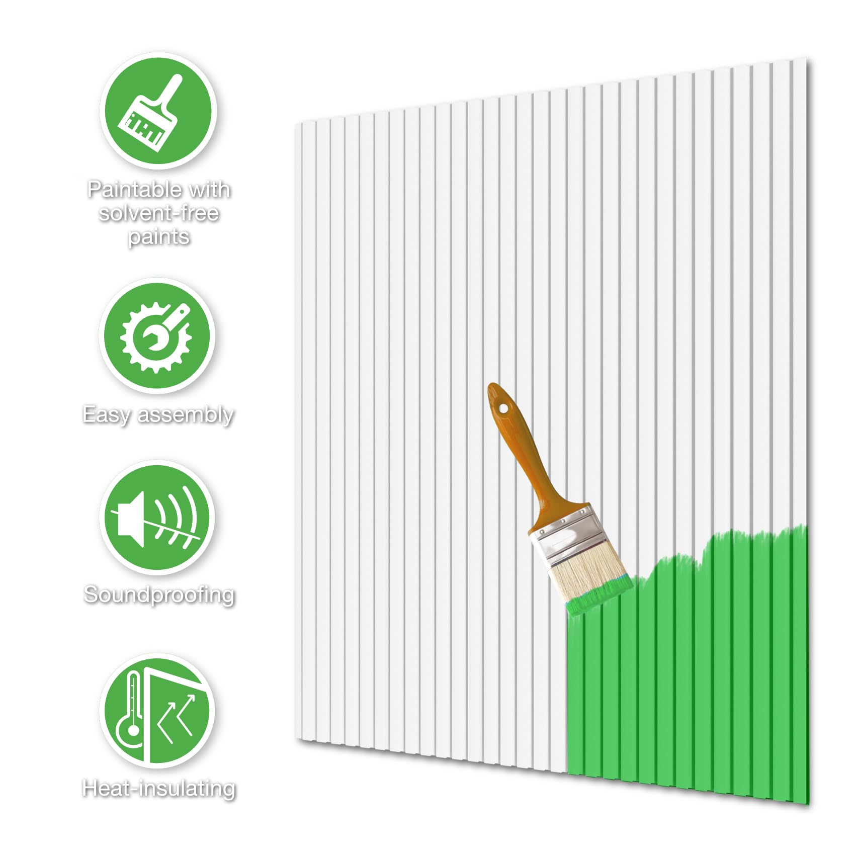 HEXIMO Lamellenwand (1.84 m²) aus XPS - Lamellen Wandpaneele Lamellenverkleidung Akustikpaneele weiß (4 Paneele, HLM-4-01 weiß) Paneele Wandleiste Platten Wand Deko