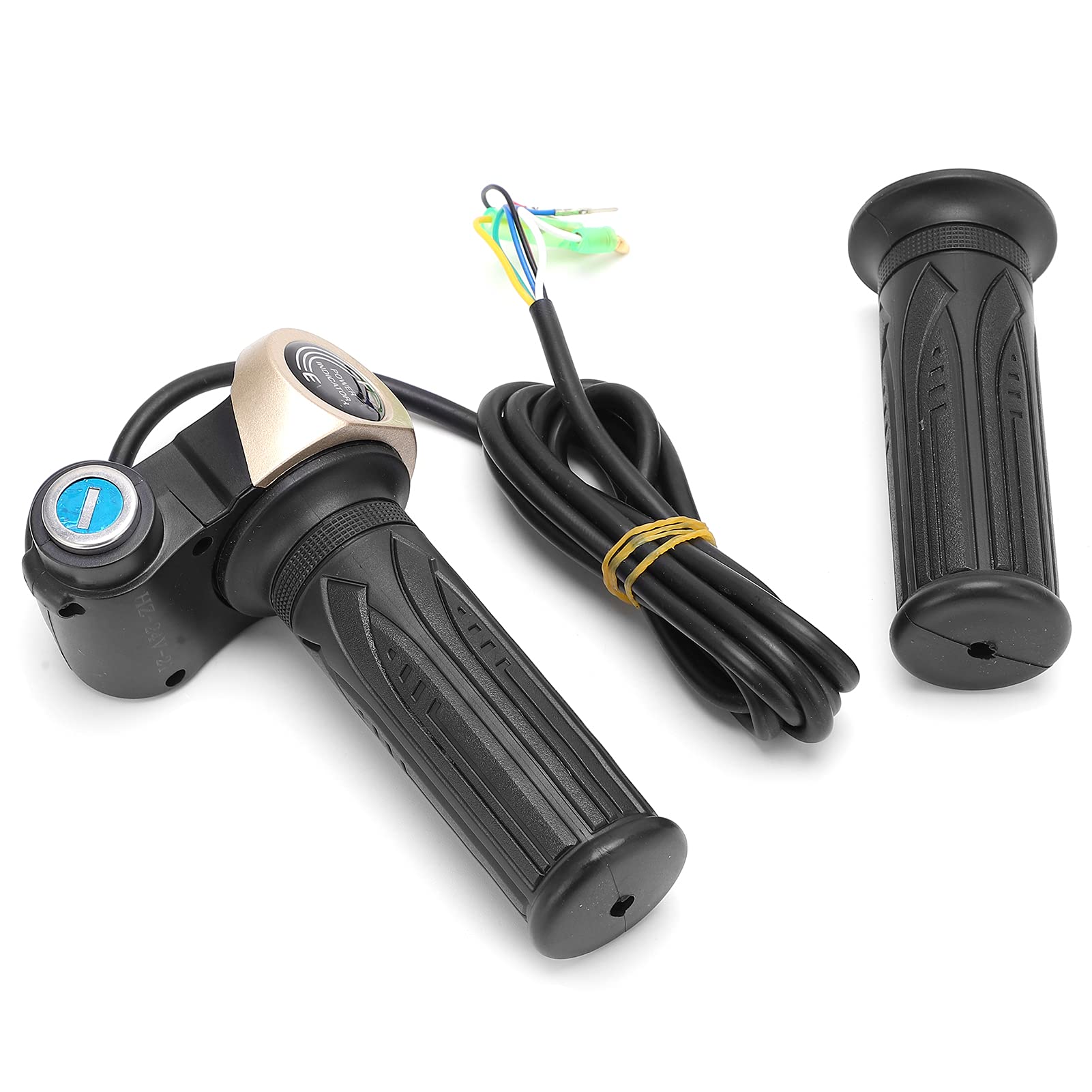 Tissting Poignée d'Accélérateur Vélo Électrique 24V avec Affichage LED Étanche,Manette de Vitesse pour Scooter Électrique avec Écran LCD et Design Ergonomique Diamètre 22mm/0.9in
