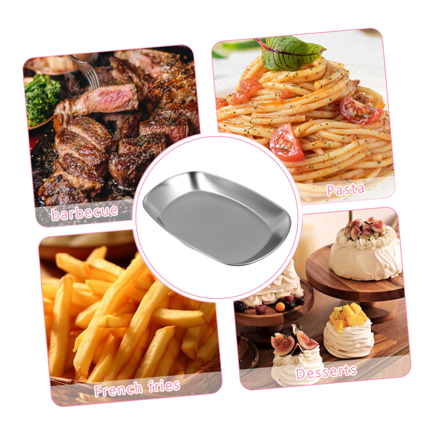 Plateau De Service à Double Couche En Acier Inox - Égouttoir Pour Fritures Et Snacks - 26x26x6 Cm