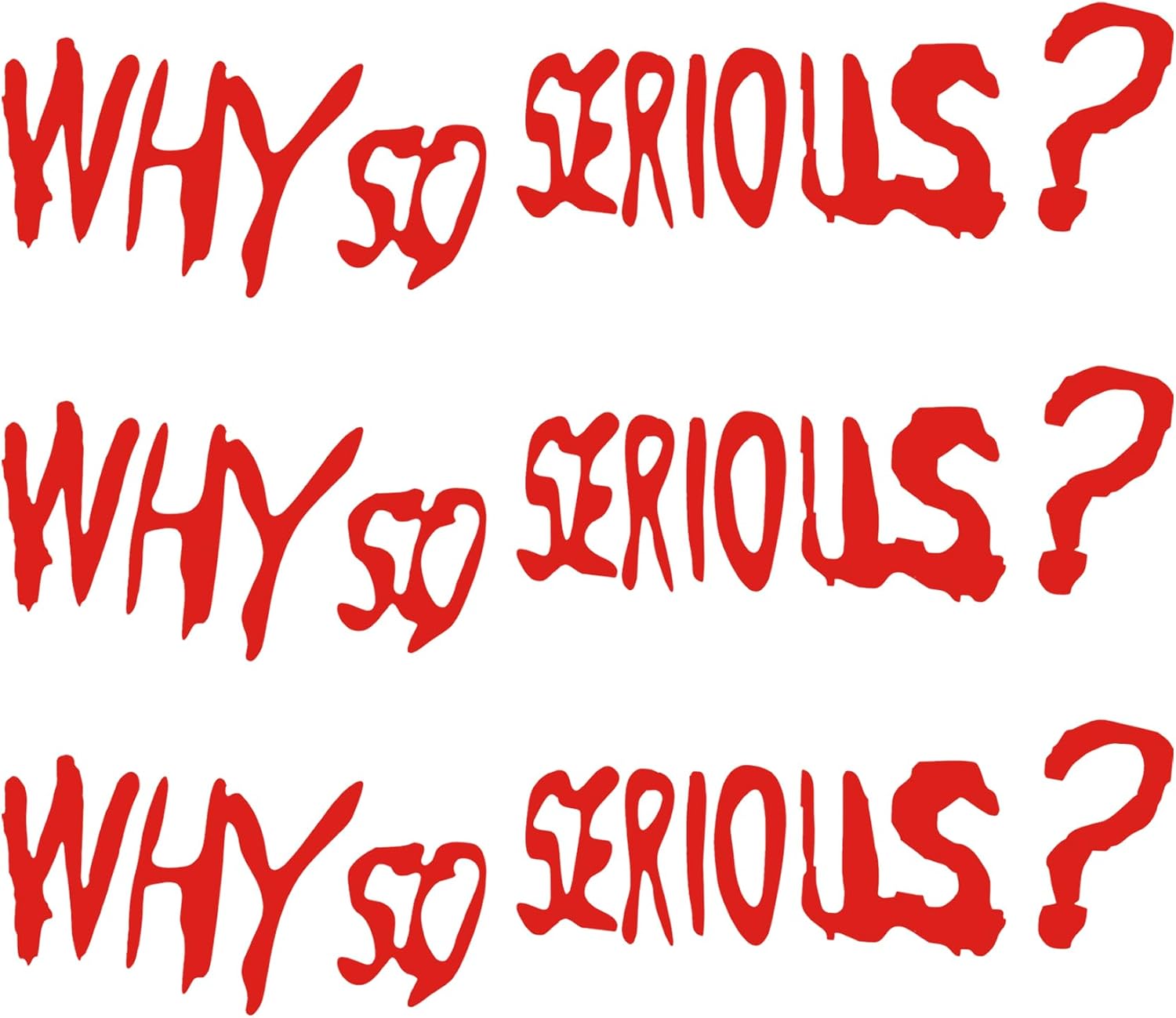 TOMALL 3pcs Why So Serious Vinyl Reflective Stickers for Car Funny Halloween Theme Decorations Waterproof Self-Adhesive Decal for Truck Motorcycle Window Bumper Wall Laptop (Red)