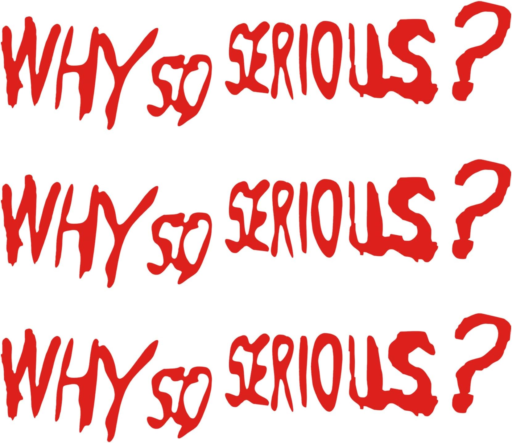 TOMALL 3pcs Why So Serious Vinyl Reflective Stickers for Car Funny Halloween Theme Decorations Waterproof Self-Adhesive Decal for Truck Motorcycle Window Bumper Wall Laptop (Red)