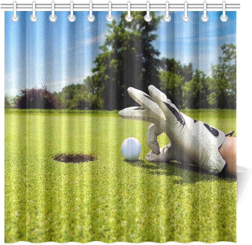 Sport Theme Shower Curtain Funny Golf Player Polyester Fabric Bathroom Decoration 72 x 72 Inch