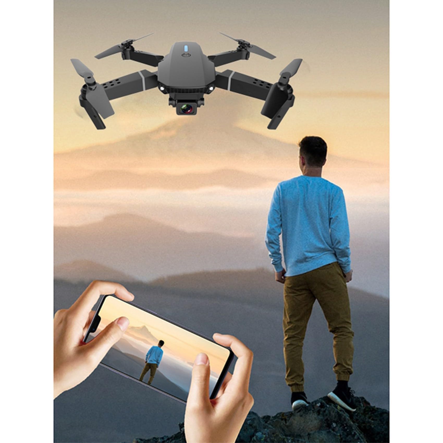 2X E88 WiFi FPV Drone con Grandangolare 4K HD Dual Camera Pieghevole Altitude Hold RC Quadcopter Profesional Drones