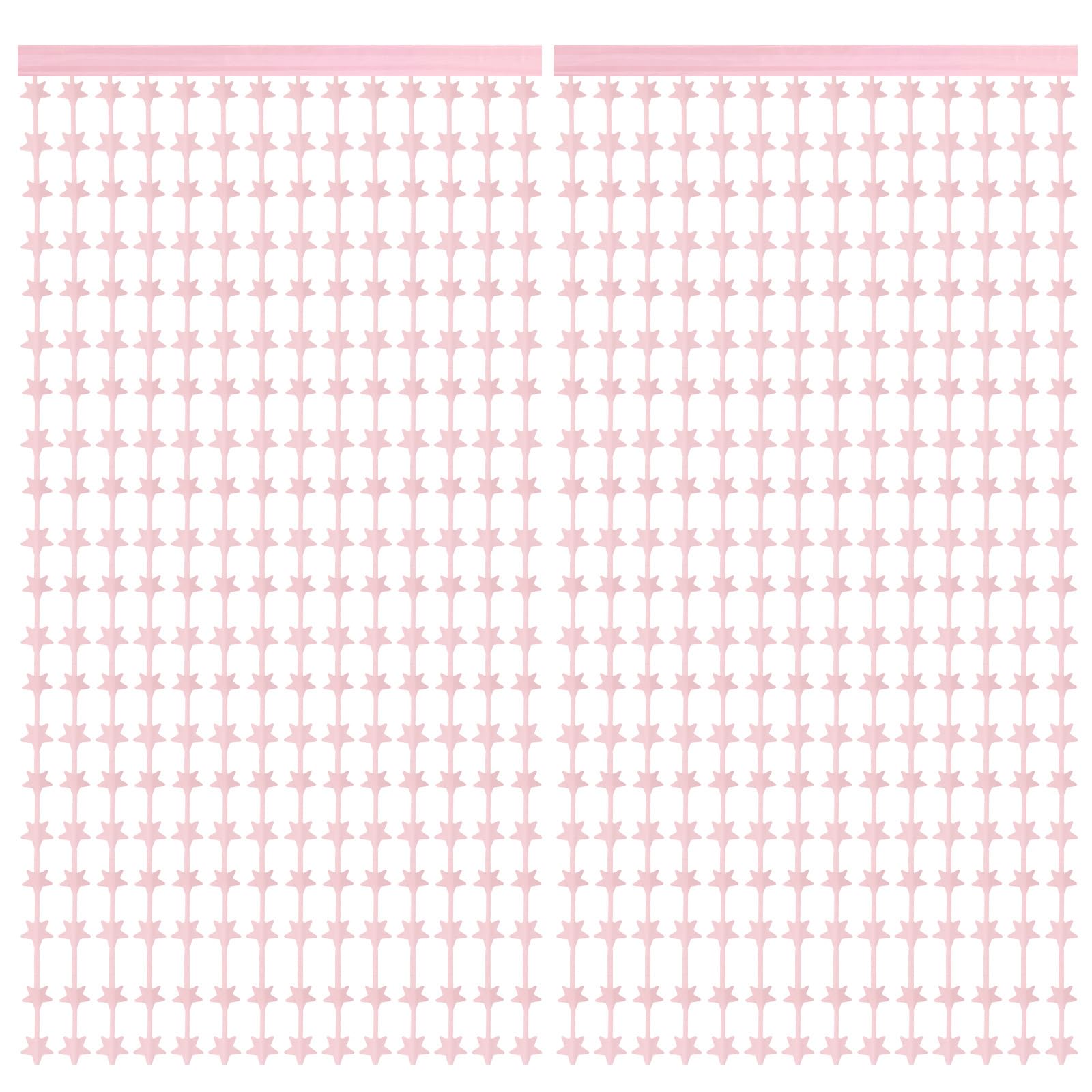 sourcing map 2 Pack Rose Gold Stars Backdrop, Rose Gold Curtains 3.3x6.6ft Glitter Star Twinkle Decor Foil Fringe Garland Banner Decorations for New Year Birthday Party Wedding Celebration