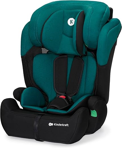Kinderkraft Car Seat Comfort UP, I-Size Booster Child Seat, with 5 Point Harness, Adjustable Headrest, for Toddlers, Infant, Group 1/2/3, 9-36 Kg, Up to 12 Years, Green