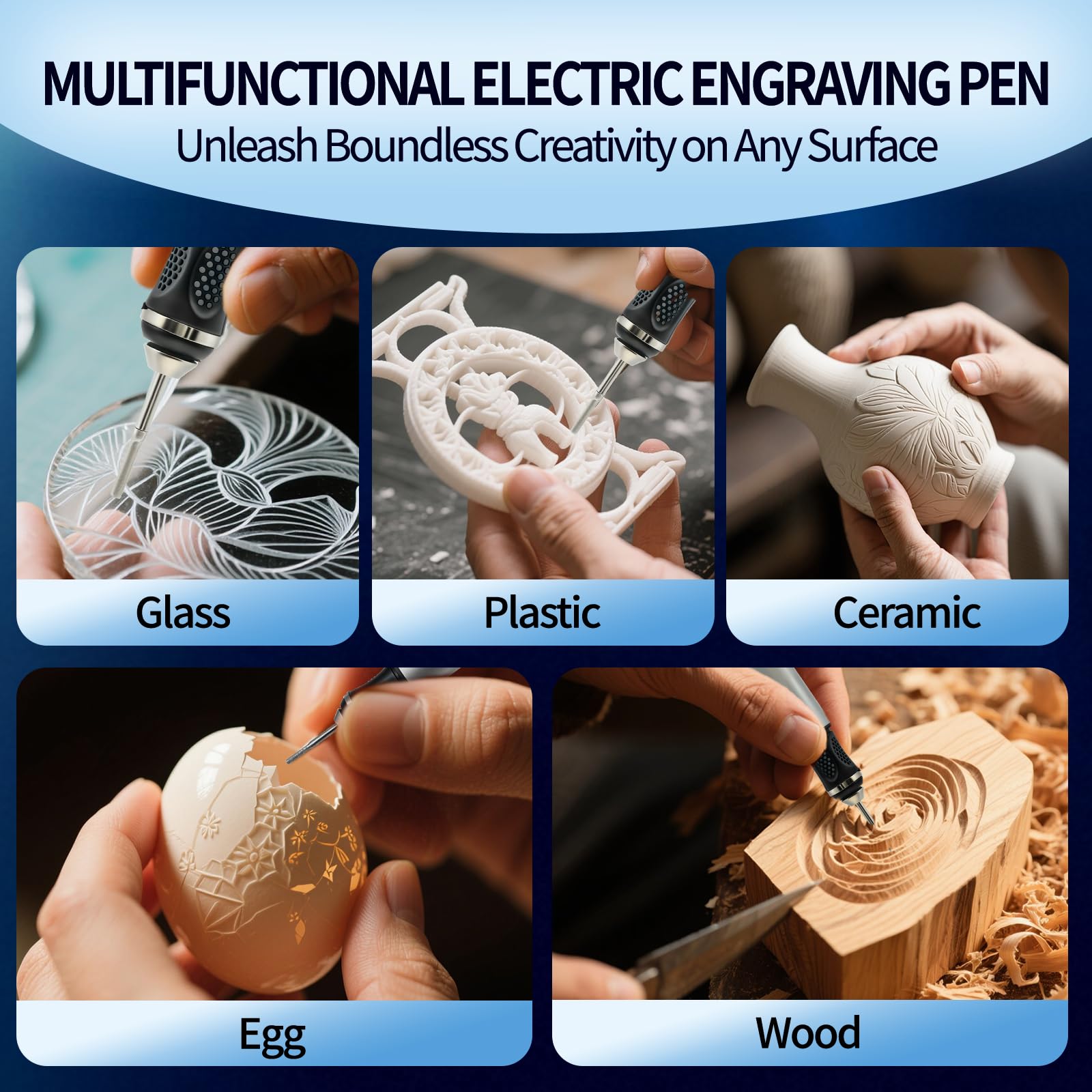 Stylo de gravure électrique avec 30 bits, mini outil de gravure, régulateur à 3 vitesses à 25 000 tr/min, appareil de gravure rechargeable USB pour verre, bois, plastique, céramique pour artistes et