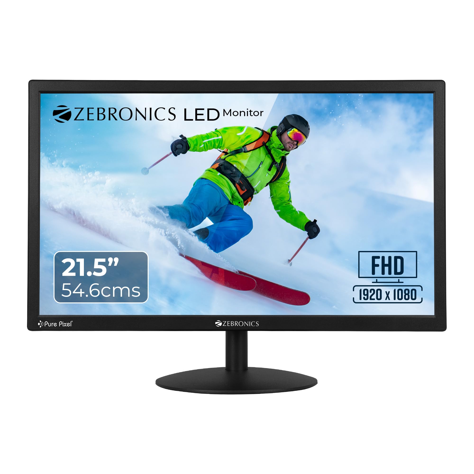 ZEBRONICS 21.5” (54.6cm) LED Monitor, FHD 1920x1080, 250nits