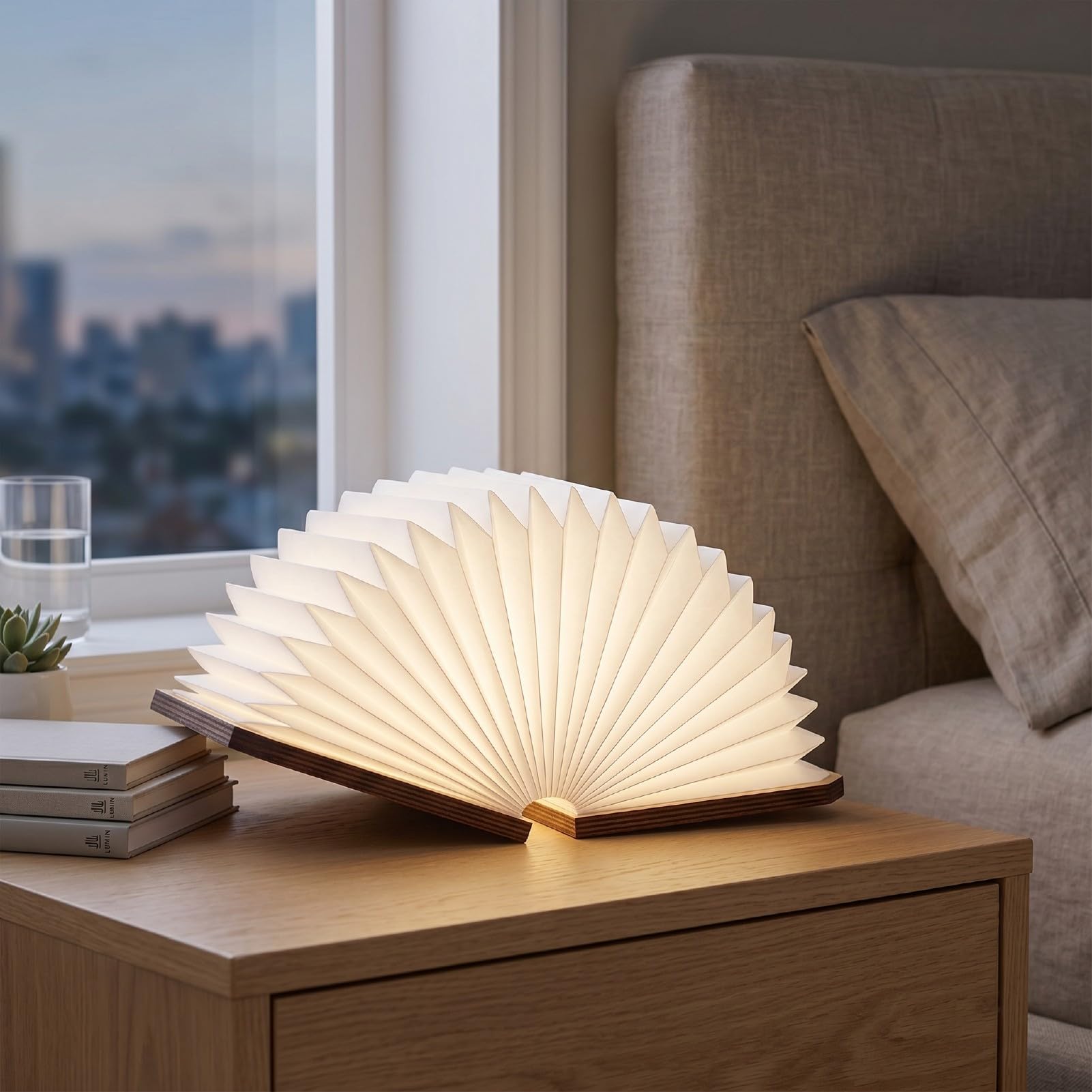 Brrnoo Lampada da Libro Pieghevole Lampada da Libro Pieghevole da Scrivania USB C Batteria Ricaricabile 1200mAh Li 3000K Luce LED Calda per la Lettura Comodino da (Noce nera)