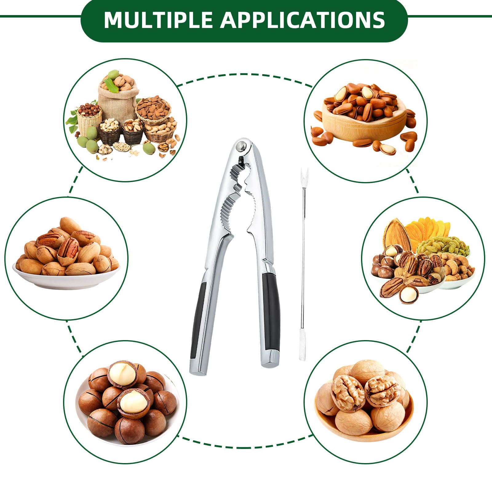 Schiaccianoci Multifunzione Con Ago Per Granchi - Acciaio Inox | Per Noci, Nocciole E Frutti Di Mare | Design Antiscivolo - Foto 3