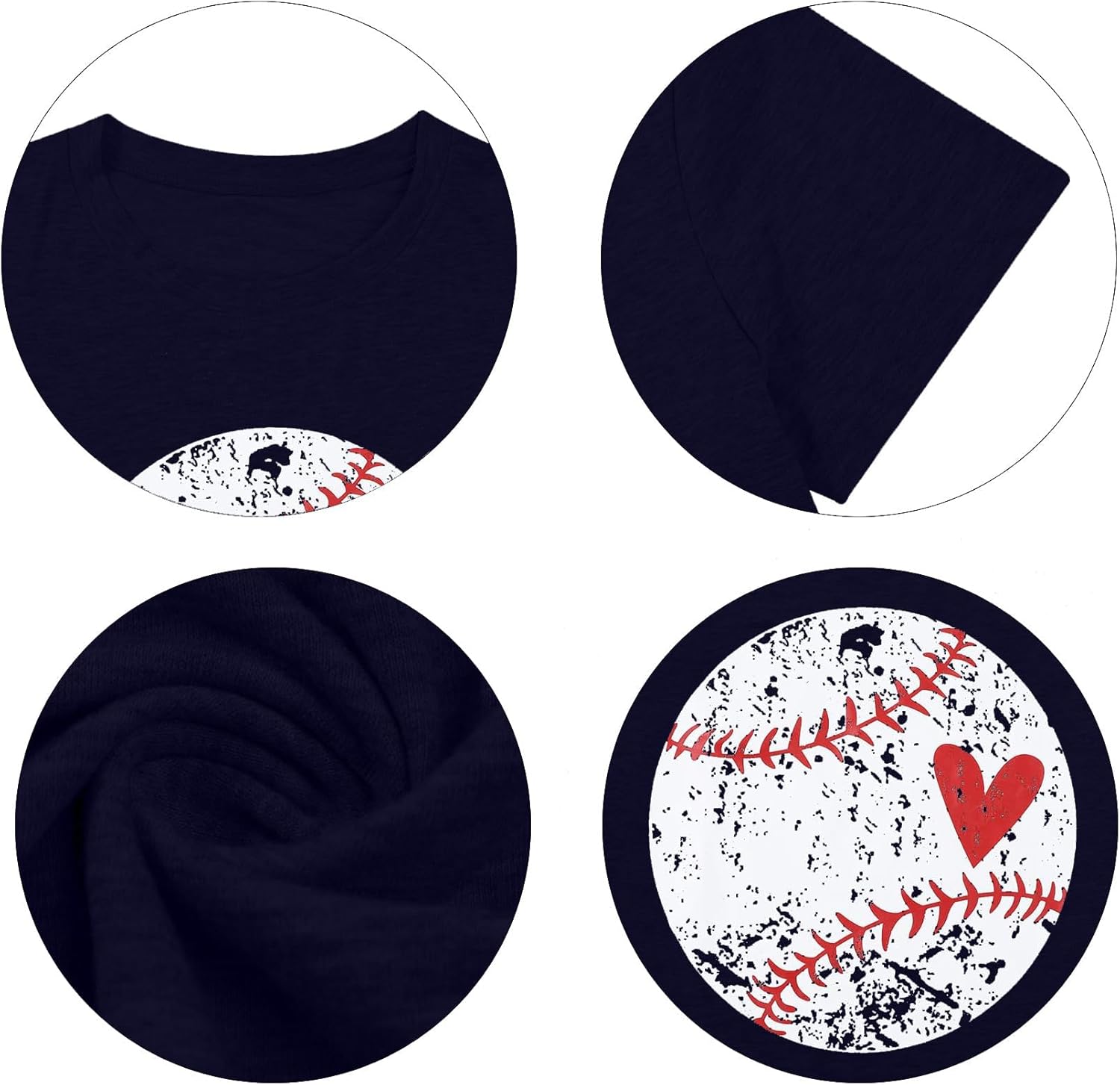 Baseball Shirt Women Baseball Heart Tee Shirts Baseball Mom Tshirt Game Day Casual Crew Neck Short Sleeve Tops - Image 7