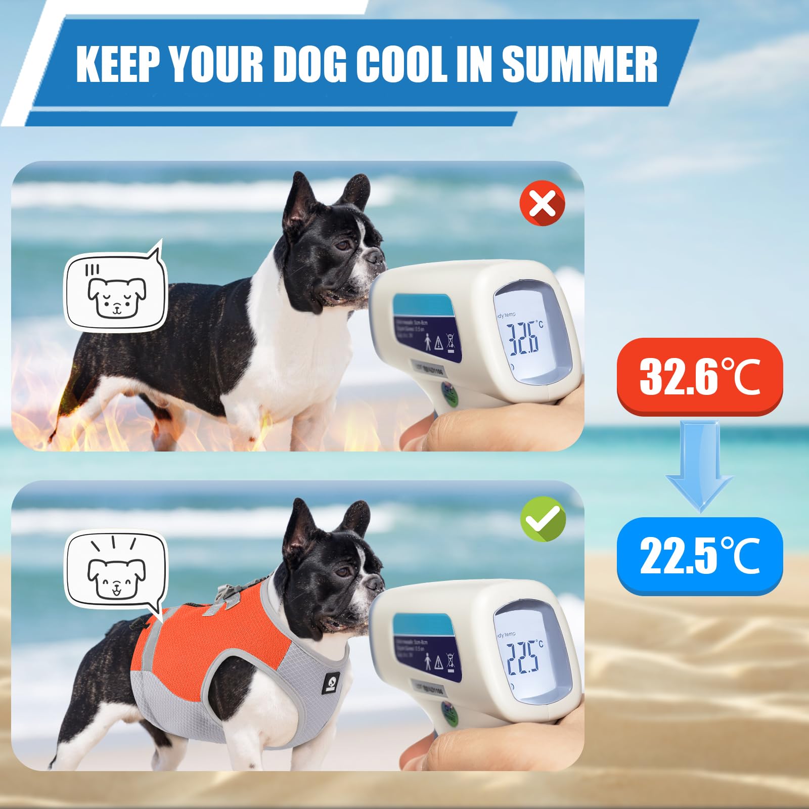 Gilet Rinfrescante FEimaX Per Cani - Giubbotto Di Raffreddamento Estivo Per Taglie Piccole E Medie - Foto 10