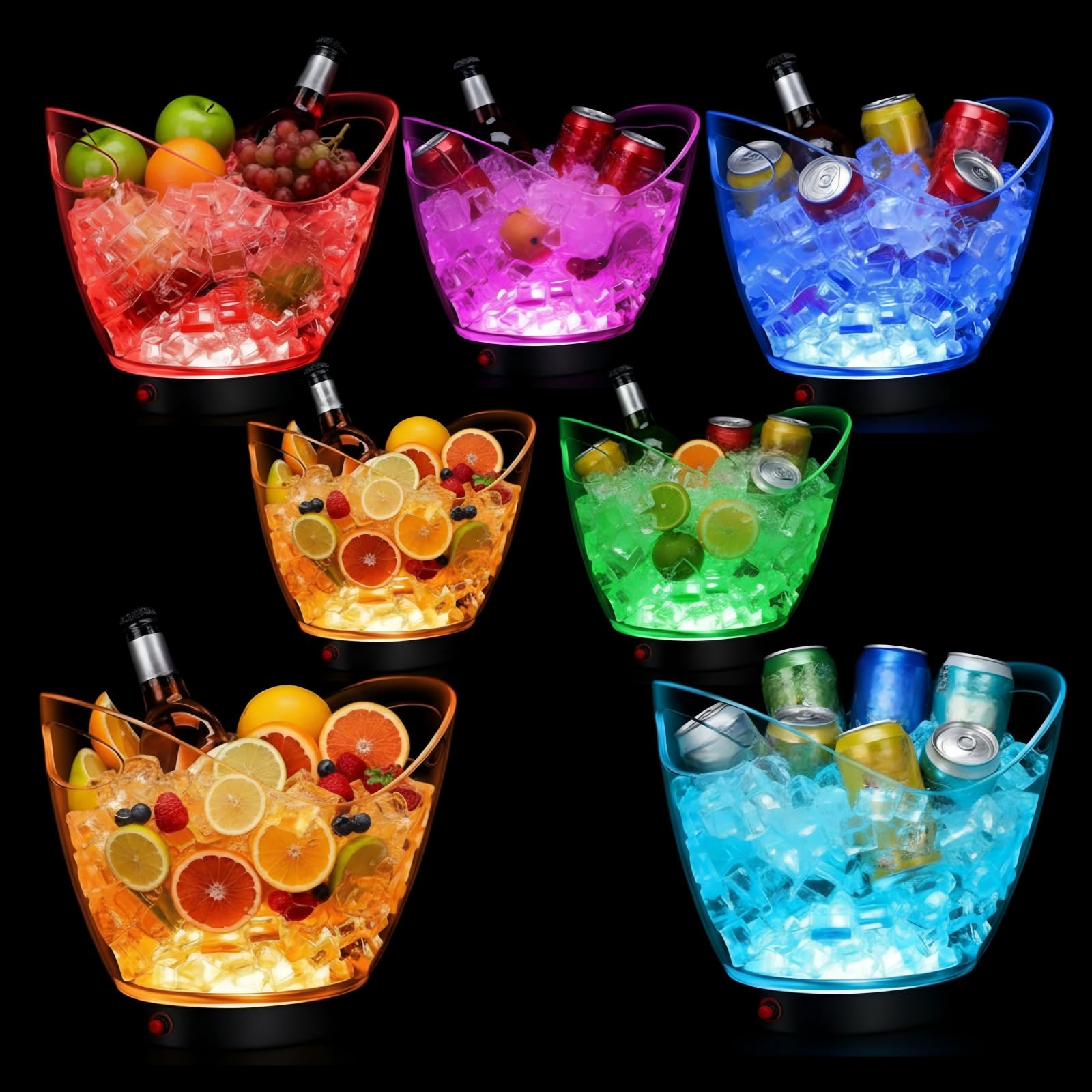Photo 1 of Umigy LED Ice Buckets - 2L, Clear Plastic, 7 Color Changing Lights