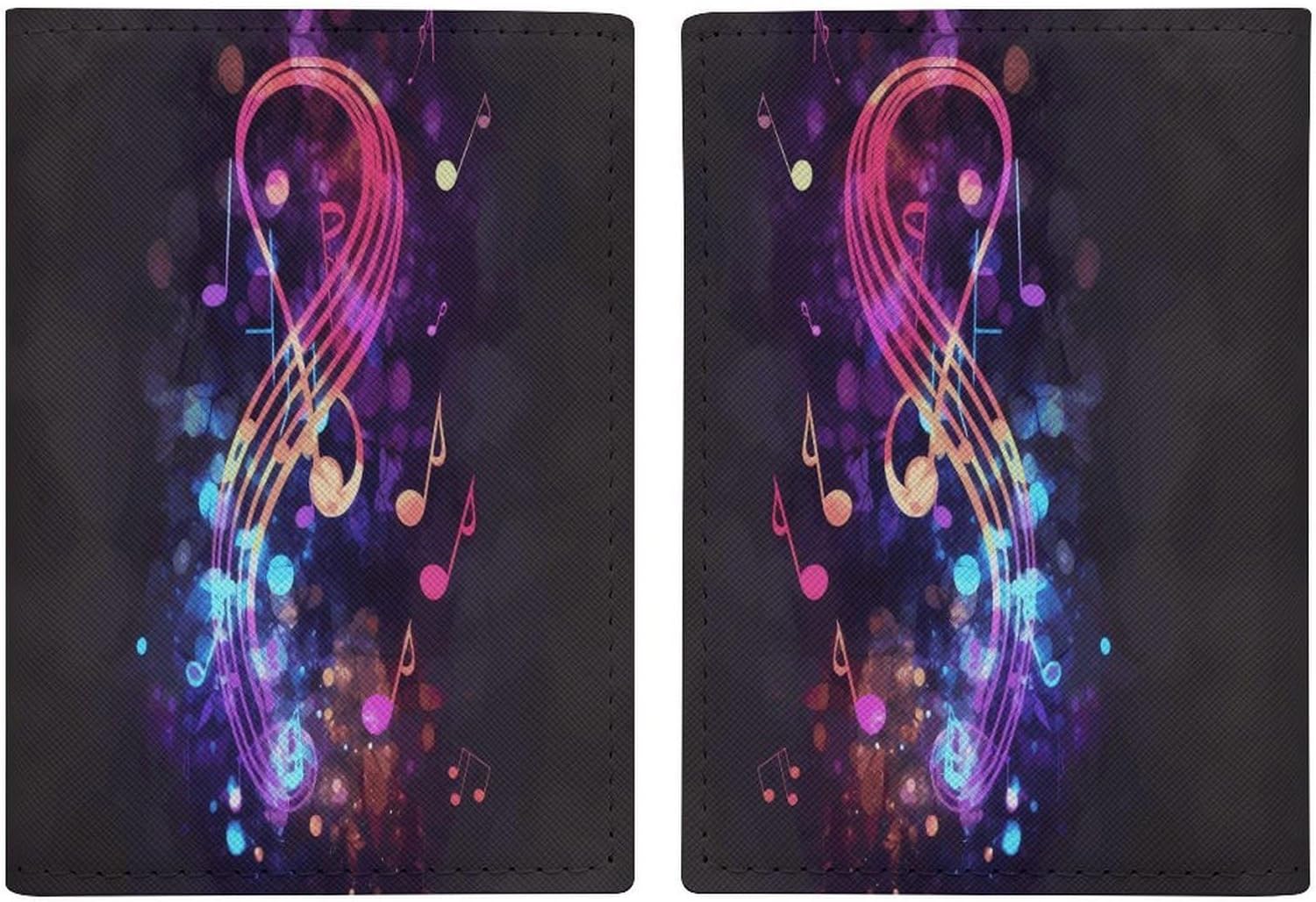Colorful Galaxy Music Note Passport Holder Cover Passport Cover Passport Protector Travel Document Organizer ID Card Protector Case Holders Passport Wallet Cover Credit Card Holder