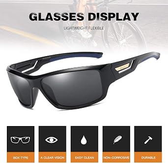 Bevi Polarized Sports Sunglasses TR90 Unbreakable Frame for Men Women Running Cycling Baseball