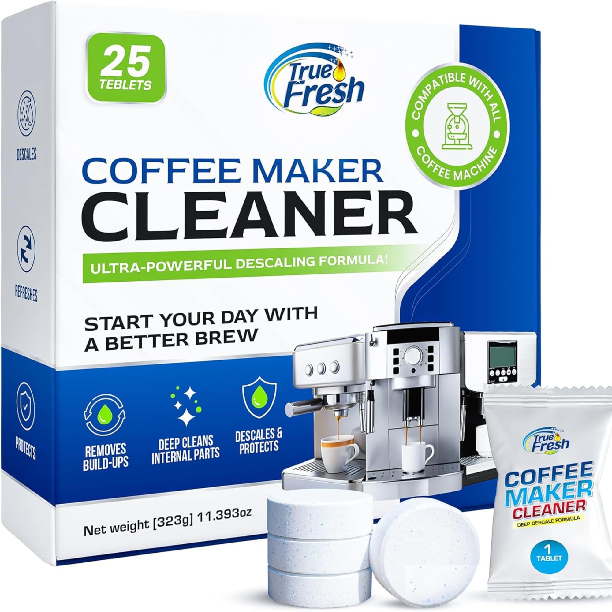 True Fresh Coffee Machine Cleaner Descaler Tablets