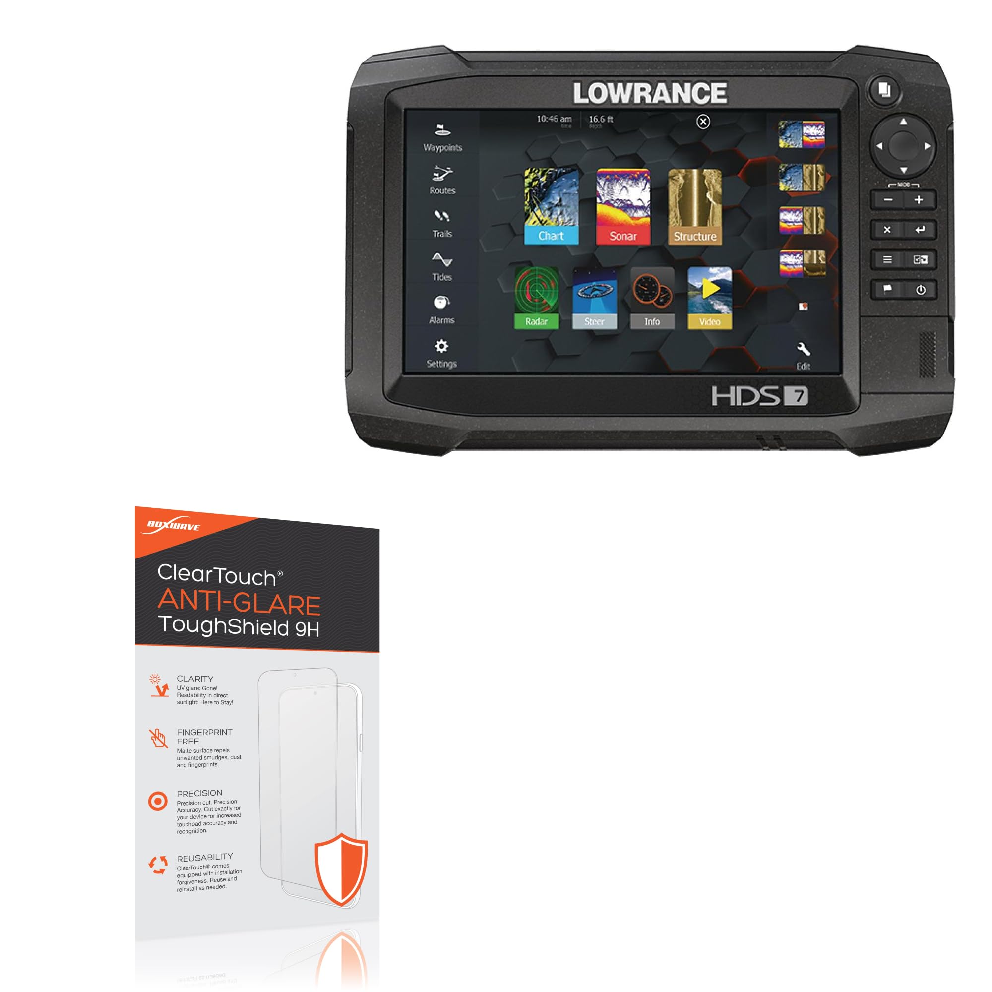 BoxWave Screen Protector Compatible with Lowrance HDS Carbon 7 - ClearTouch Anti-Glare ToughShield 9H (2-Pack), Anti-Glare 9H Tough Flexible Film Screen Protector