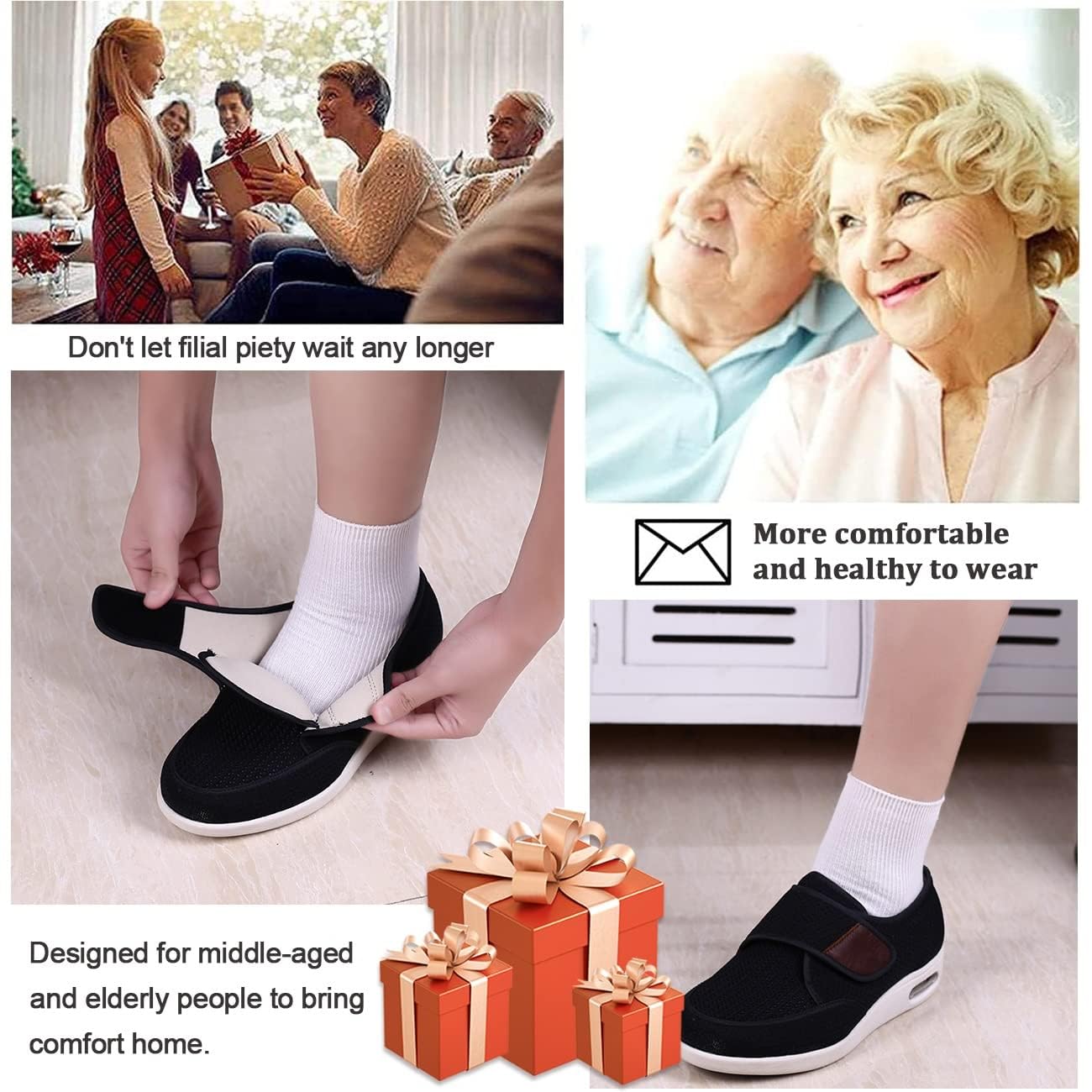 Scarpe diabetiche Larghe per Donne Uomini, Scarpe da Piedi gonfi Anziani Regolabili Scarpe Traspiranti Leggere in Memory Foam Edema Scarpe da Passeggio